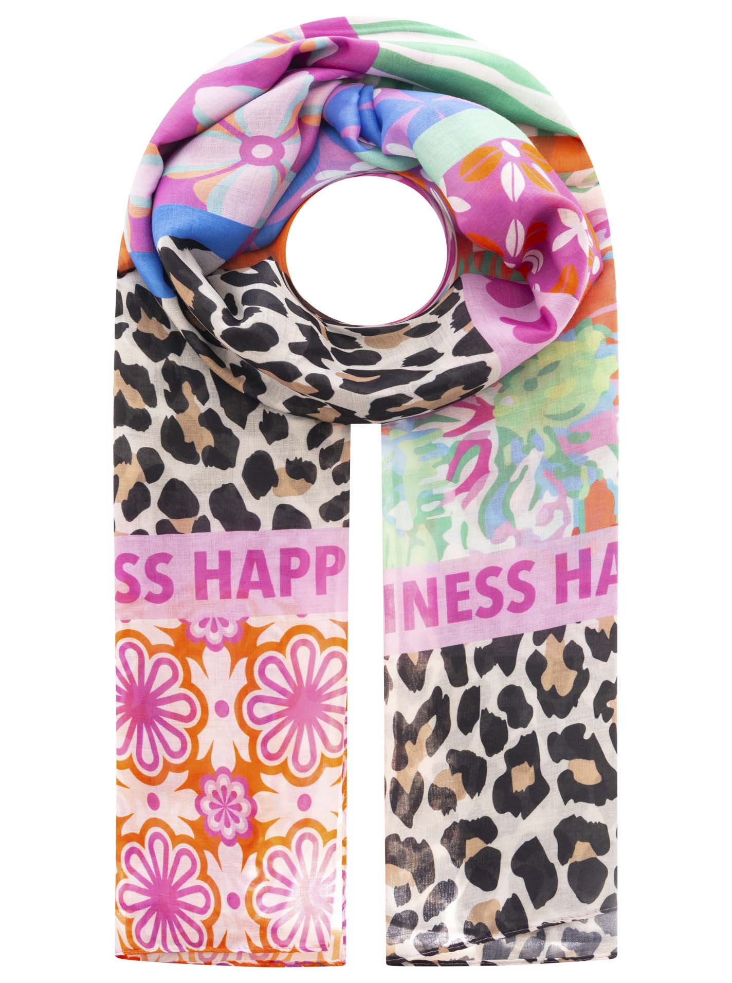 Zwillingsherz - Schal "Happiness Leo" Baumwolle - Beige/Pink