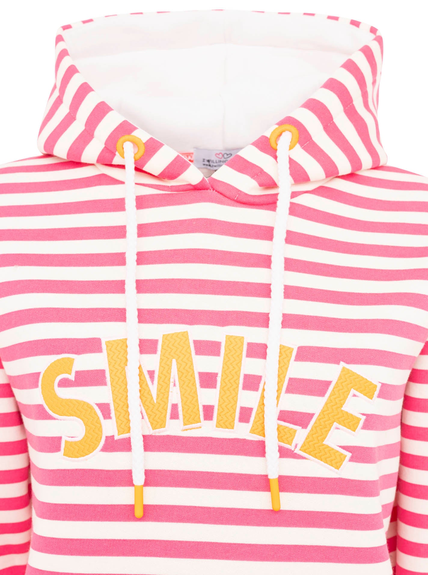 Zwillingsherz - Hoodie "Streifen Smile" - Pink/Creme