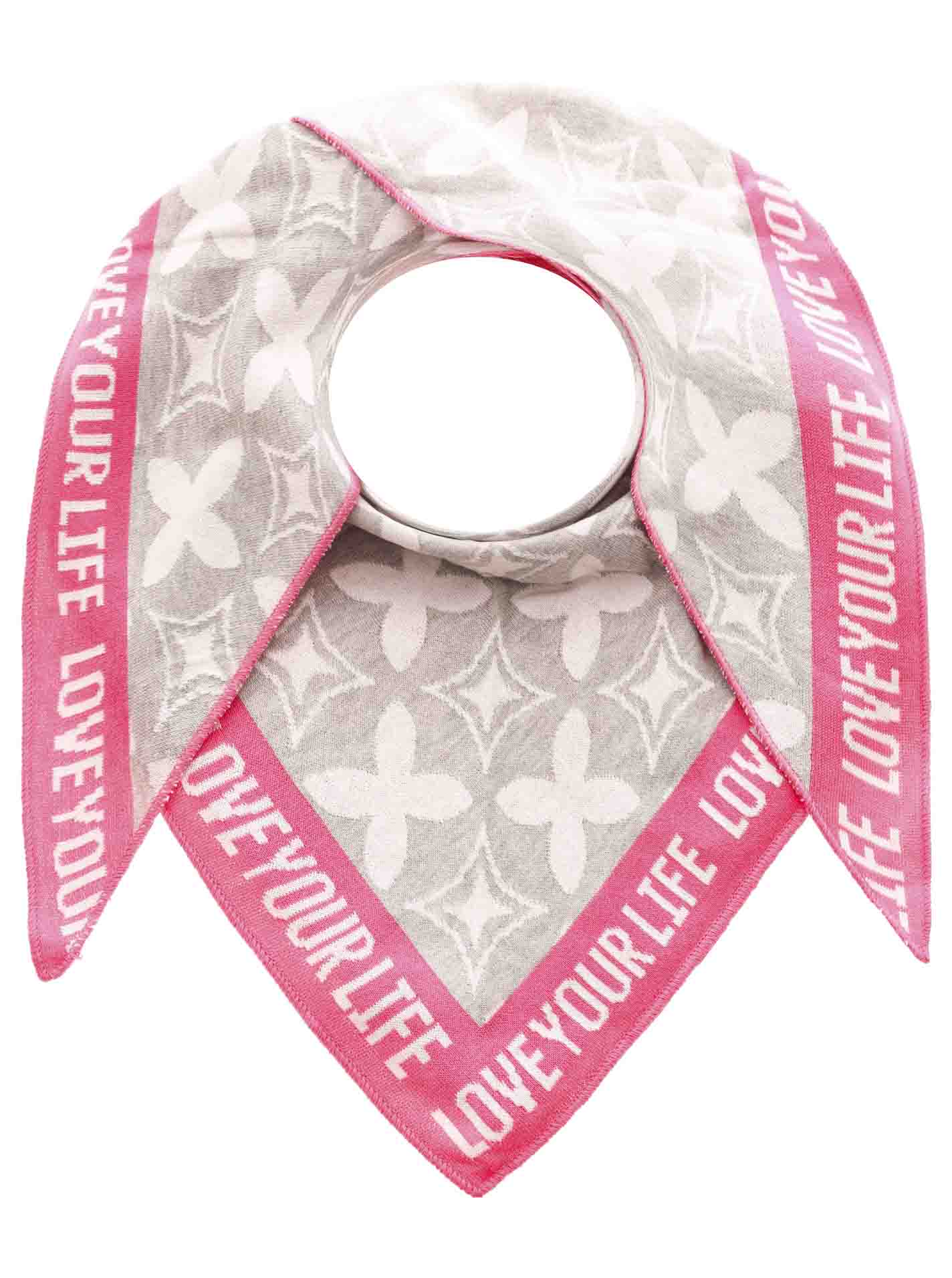 Zwillingsherz - Dreieckstuch "Love your Life" Baumwolle - Grau/Pink