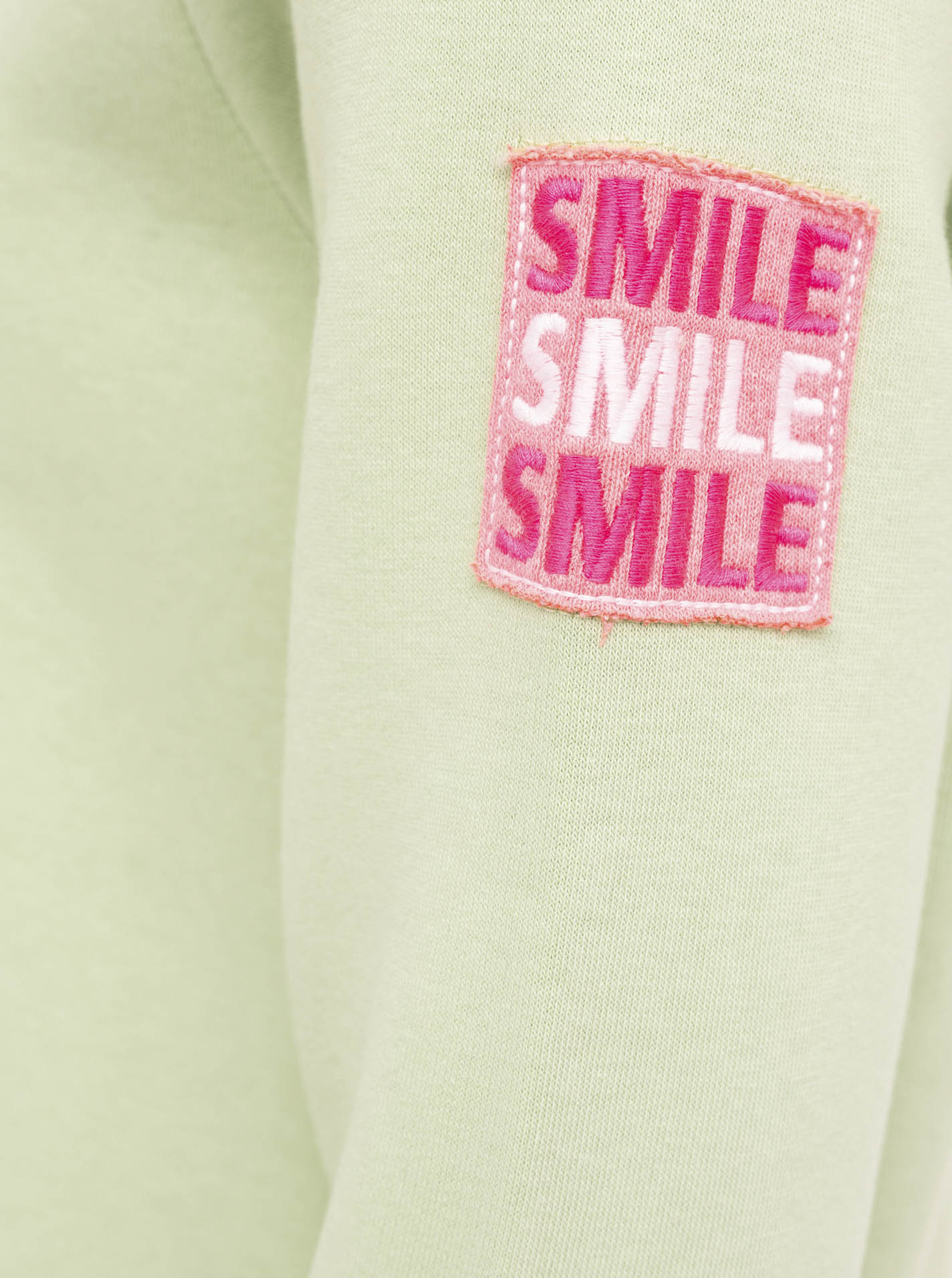 Zwillingsherz - Hoodiemantel "Be Positive Smile" - Salbei