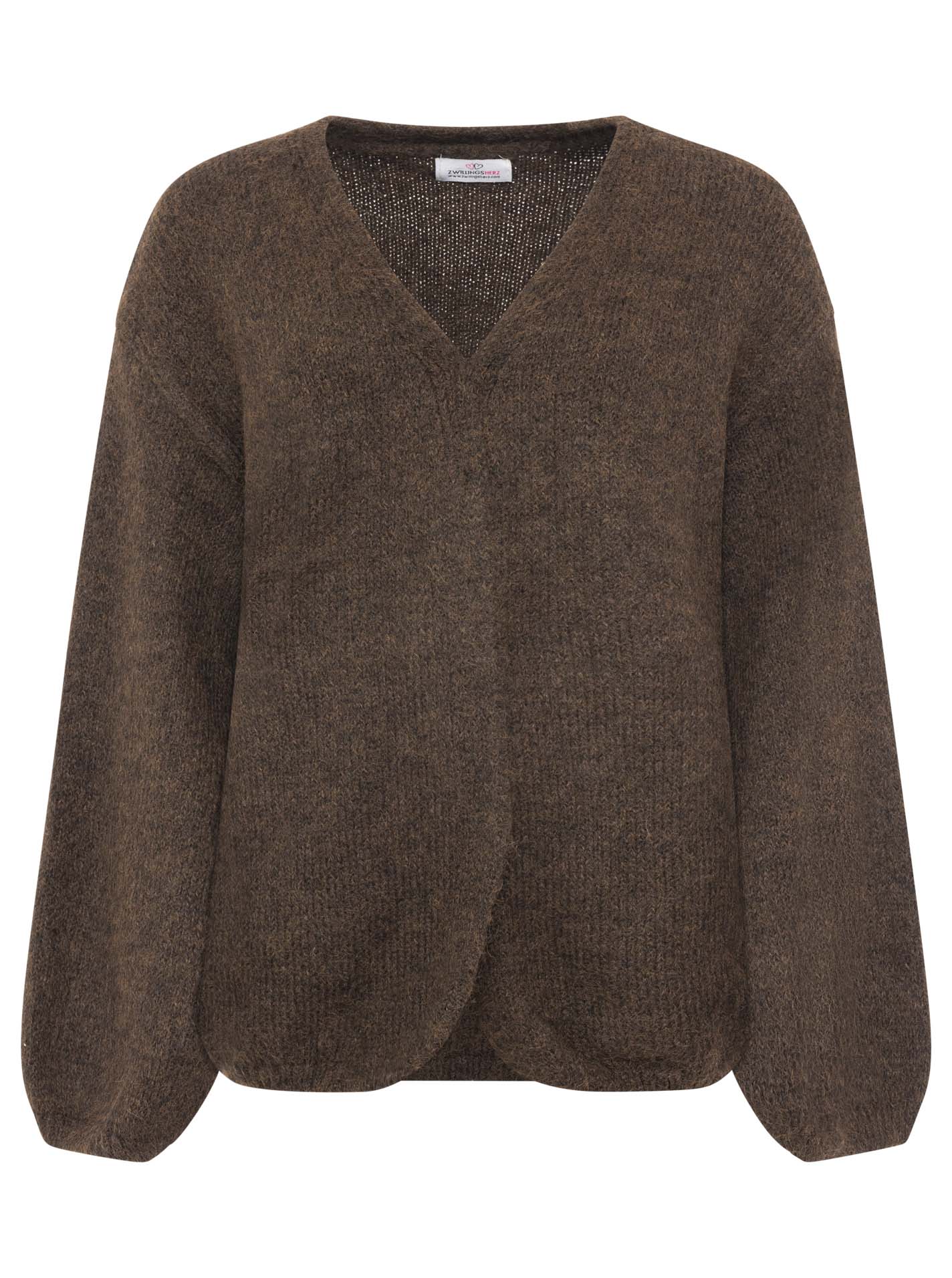 Zwillingsherz - Weicher Woll Cardigan - Schokobraun