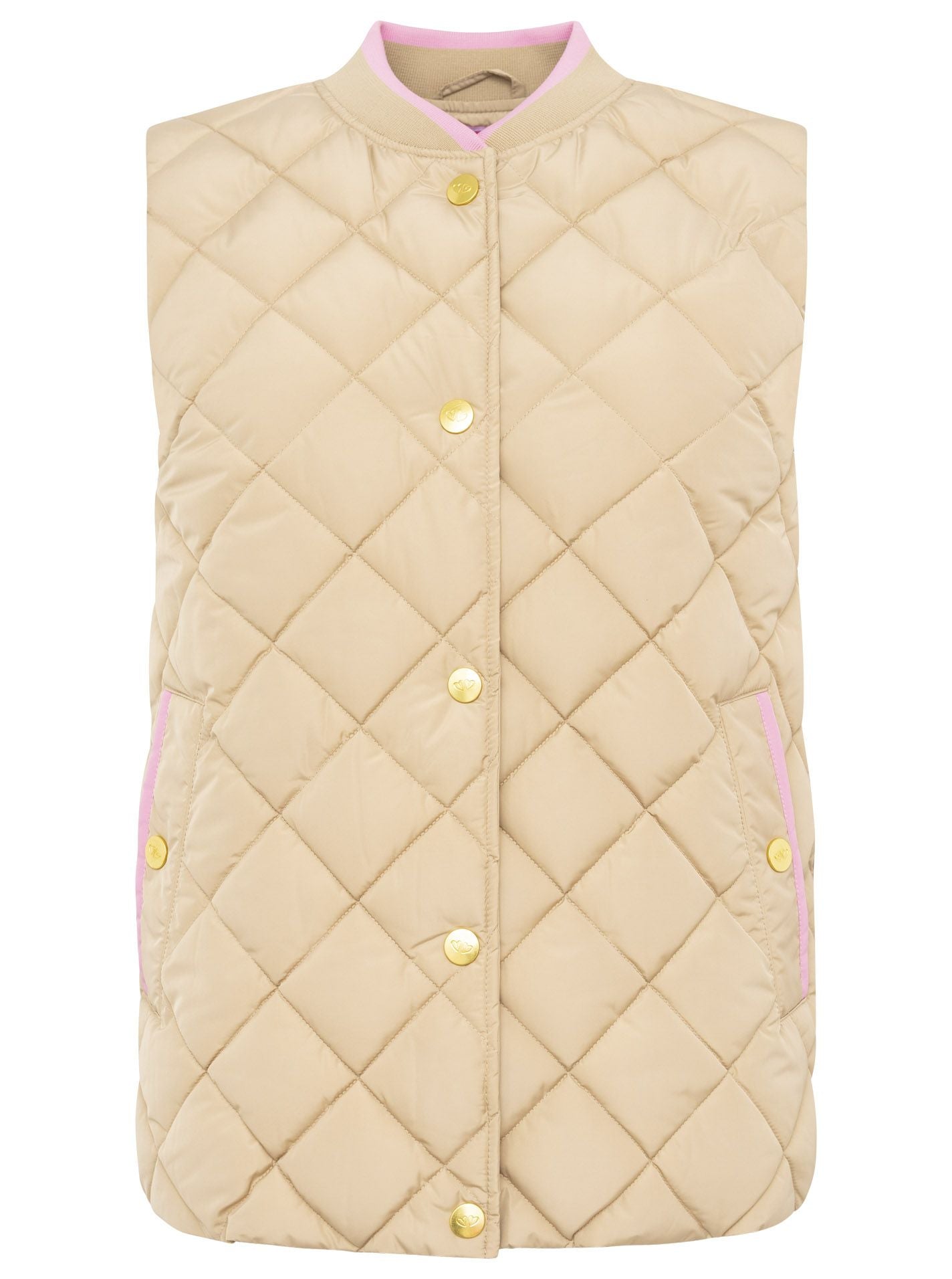 Zwillingsherz - Steppweste Kurz - Beige/Pink