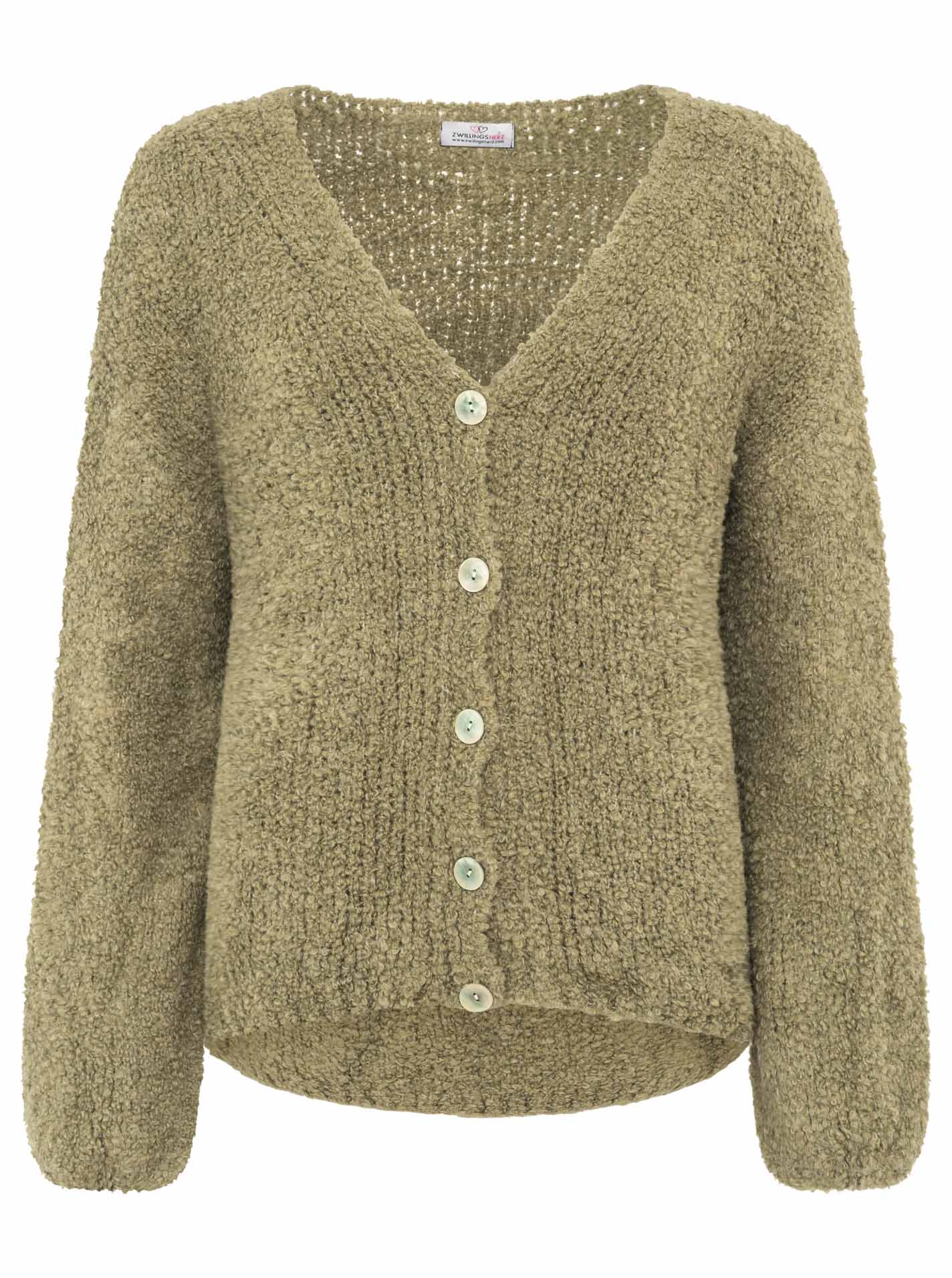 Zwillingsherz - "Kuschel Cardigan Plüsch" - Khaki