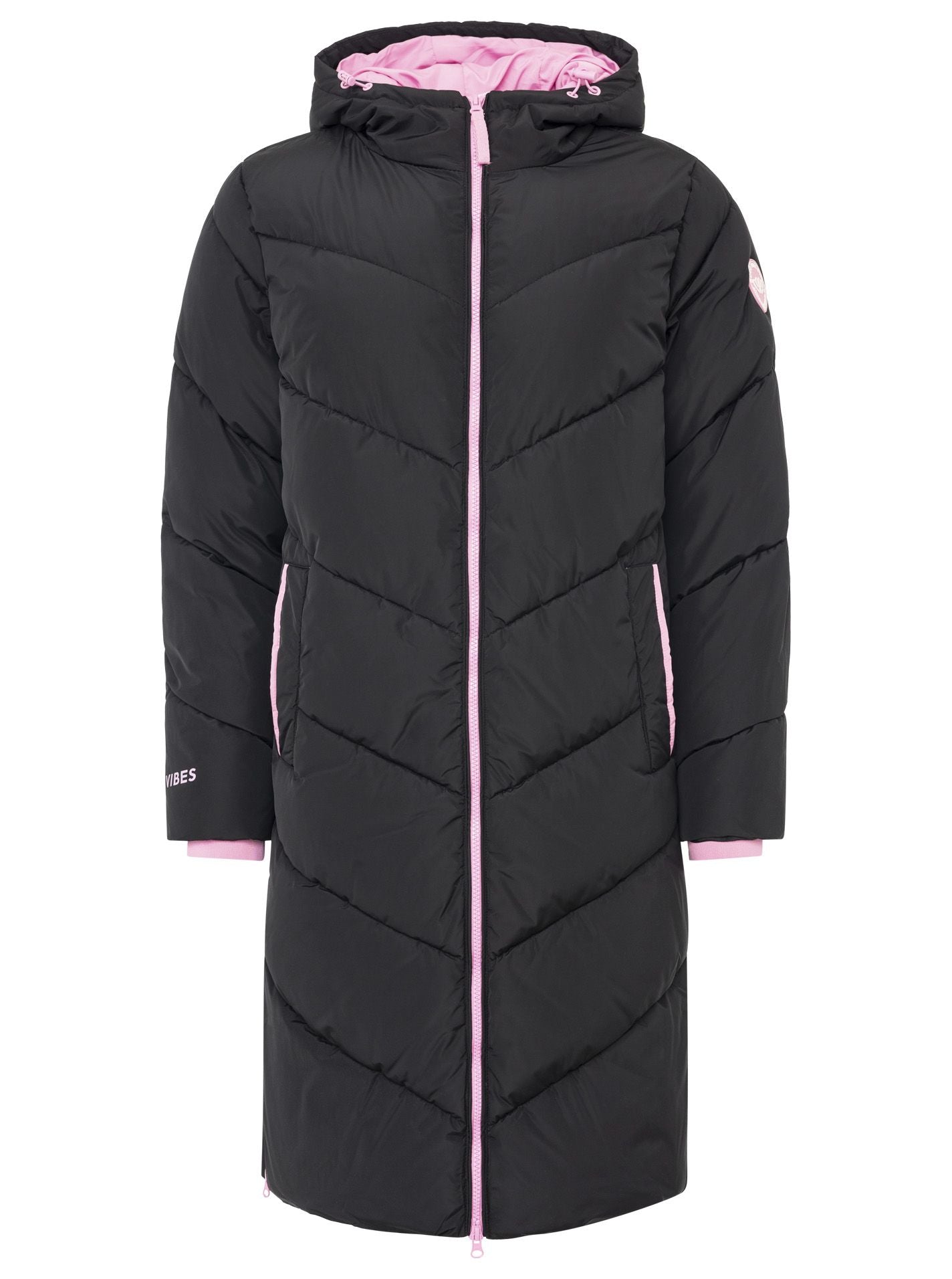 Zwillingsherz - Steppmantel / Steppjacke "Happy Vibes" - Schwarz