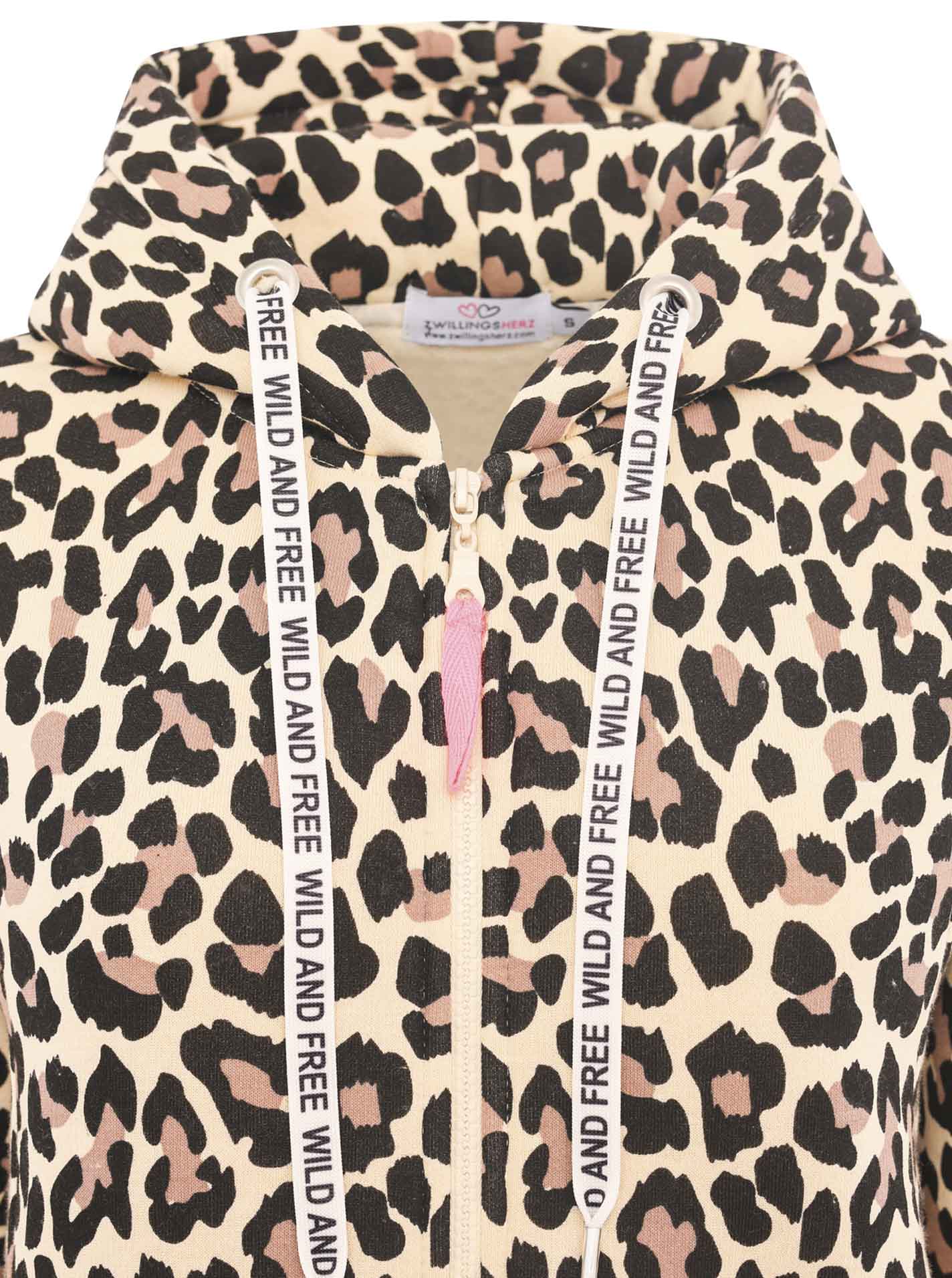 Zwillingsherz - Hoodiemantel "Leopard Leo" - Beige/Schwarz