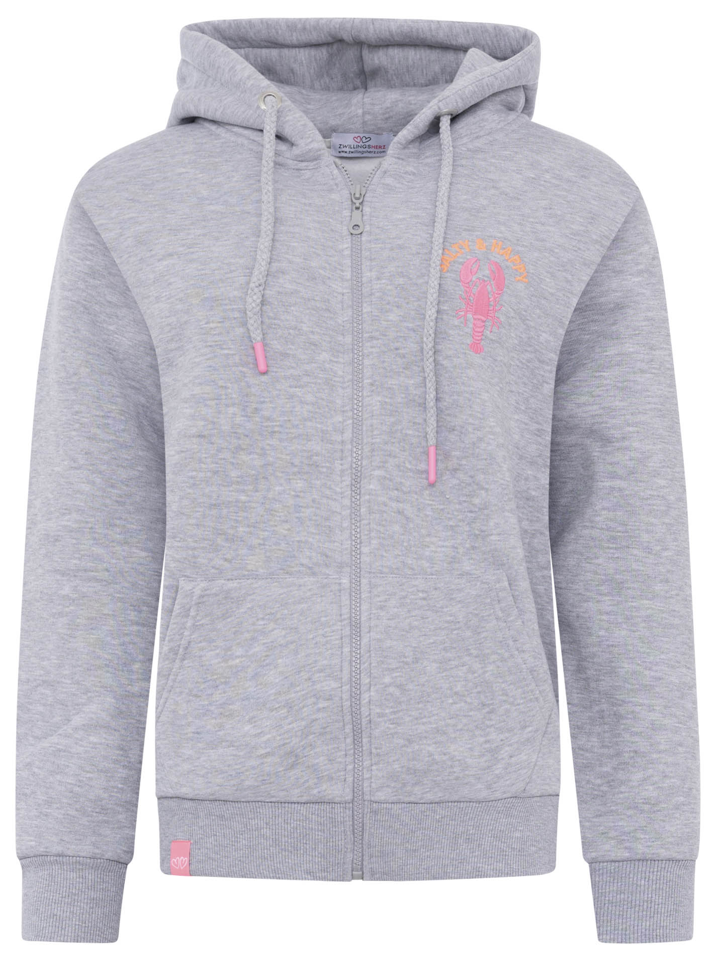 Zwillingsherz - Hoodiejacke „Hummer Salty & Happy" - Grau
