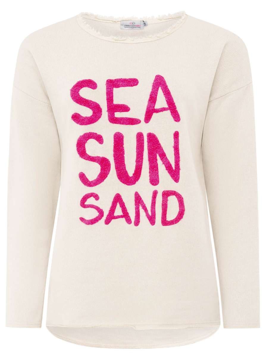 Zwillingsherz - Sweatshirt "Sea Sun Sand" - Beige/Pink