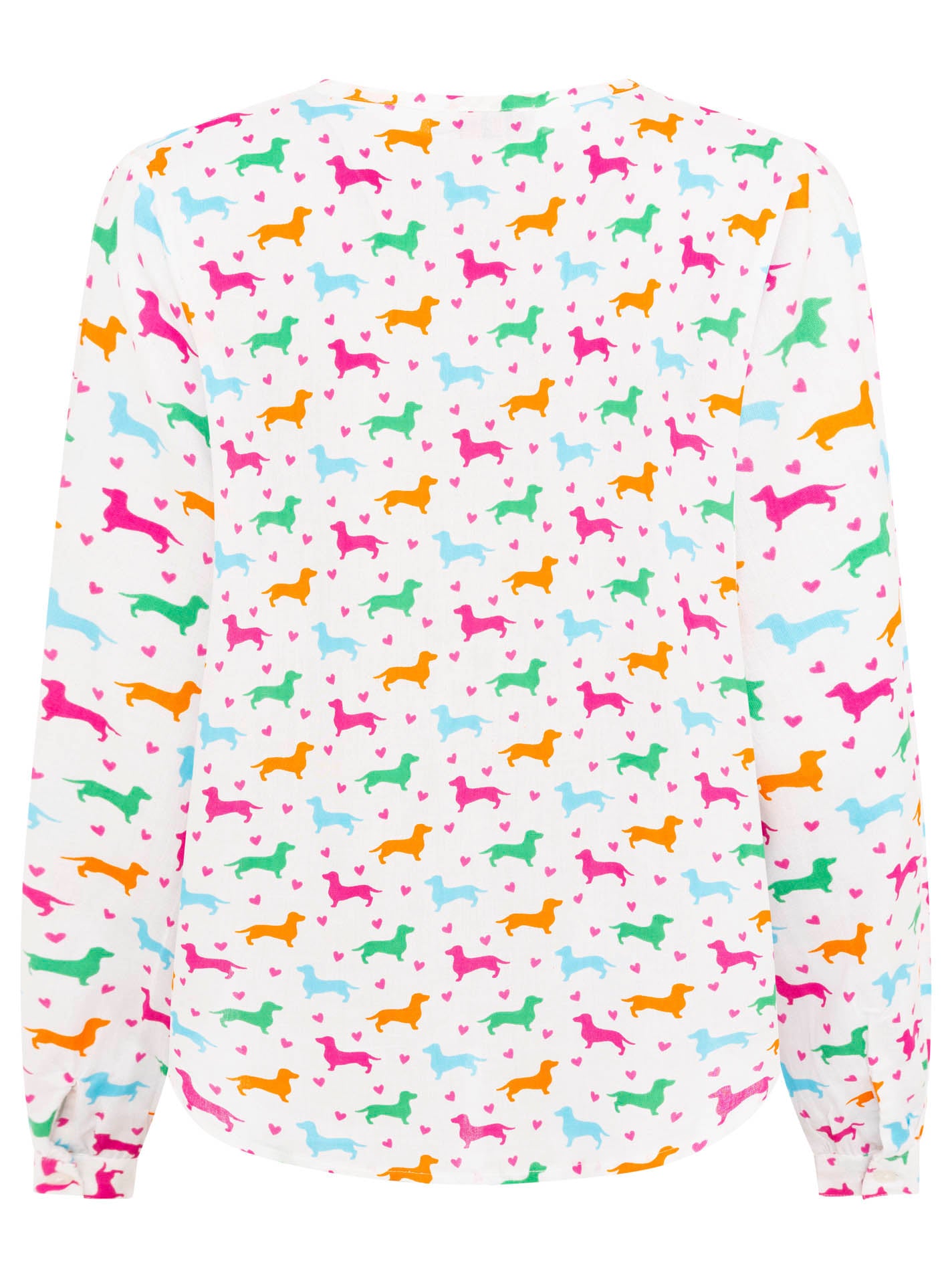 Zwillingsherz - Bluse Dog Lover - Weiß/Türkis/Orange/Pink