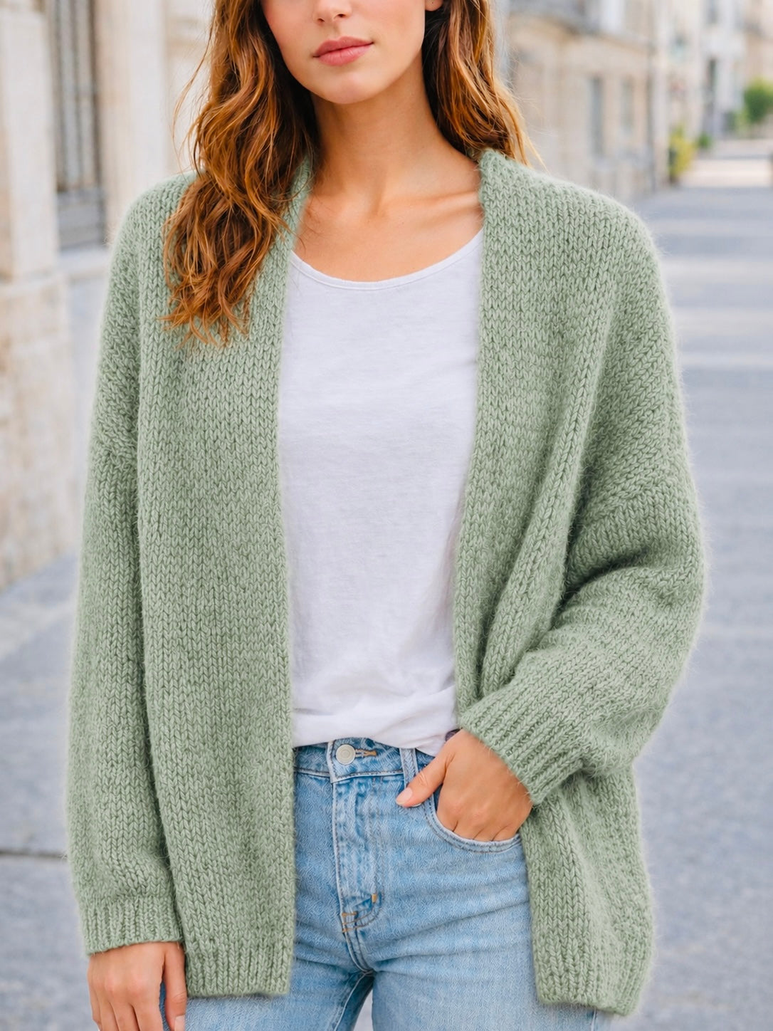 Flair - Cardigan in trendigem Neon - Salbei