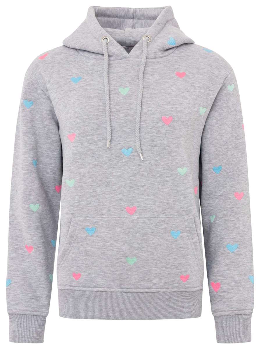 Zwillingsherz - Hoodie mit handgestrickten Herzen - Grau (Neu)