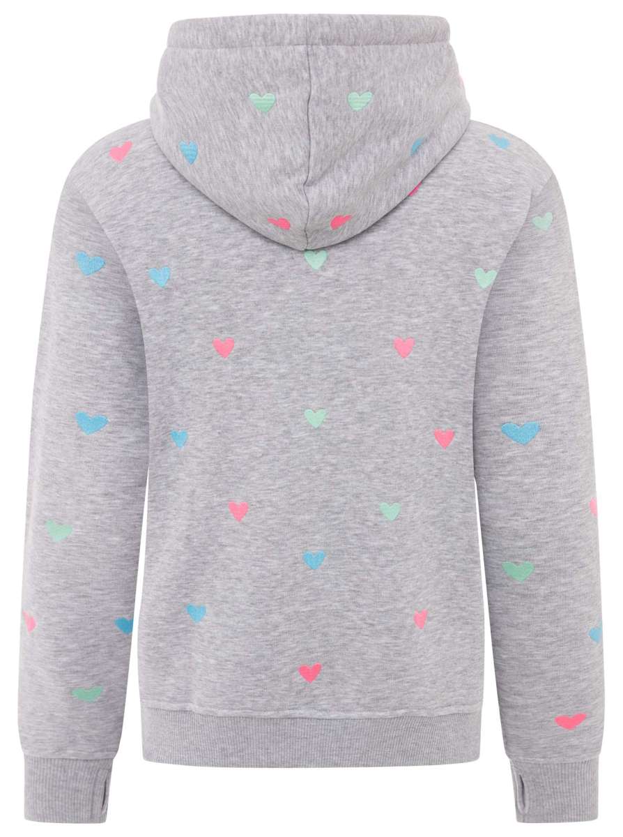 Zwillingsherz - Hoodie mit handgestrickten Herzen - Grau (Neu)