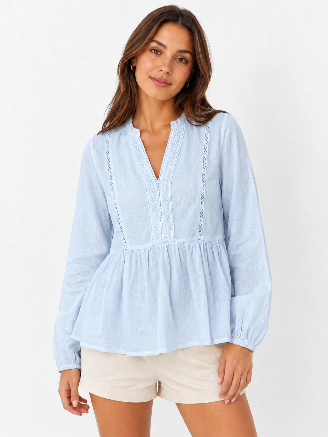 Zwillingsherz - Bluse Baumwolle - Hellblau