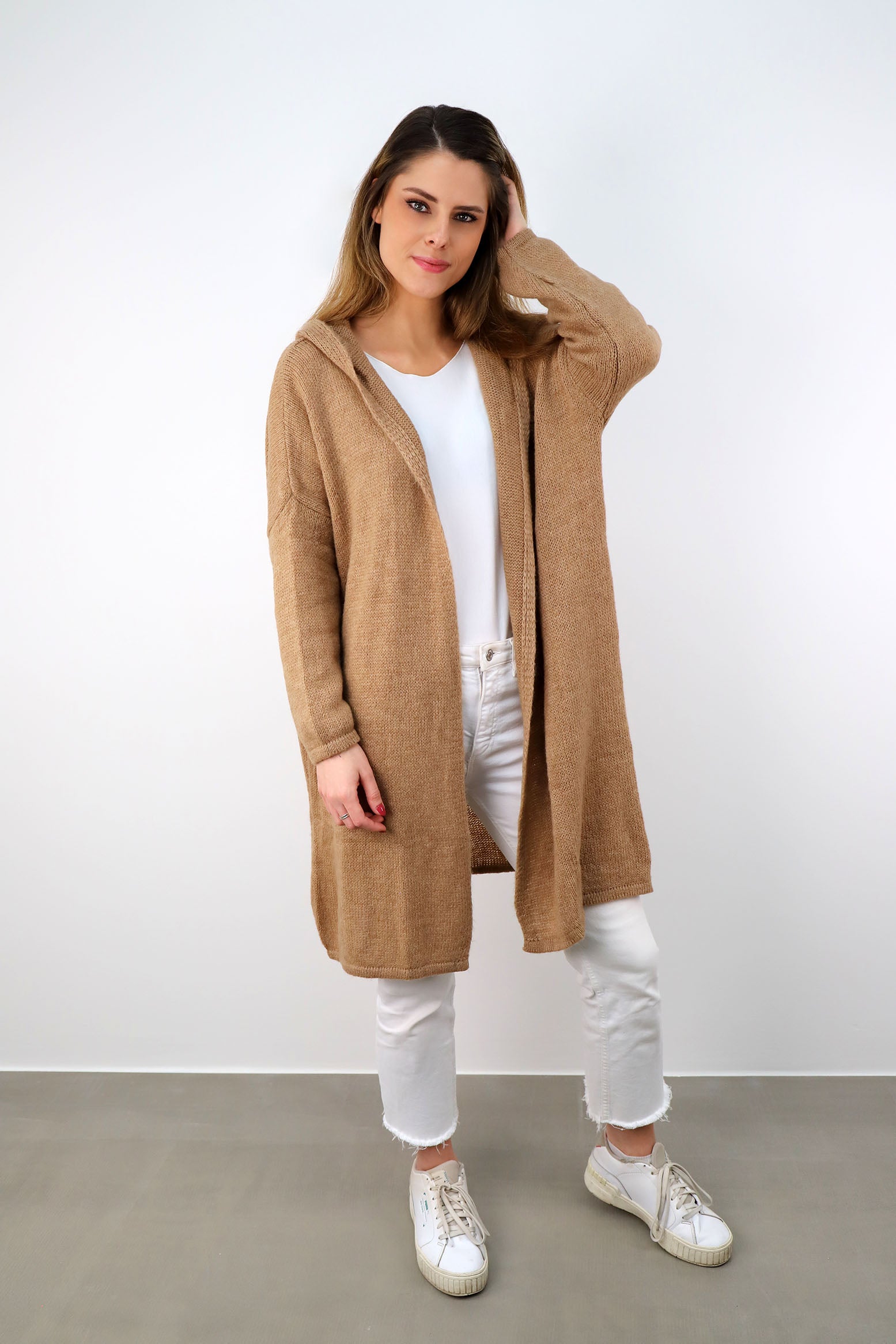 Strickjacke "Love & Peace" - Taupe