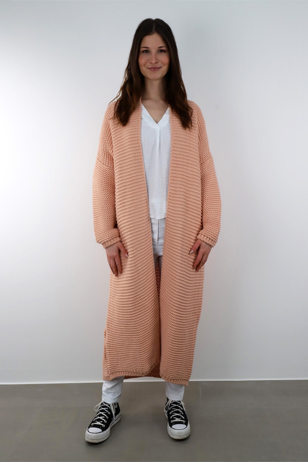 Flair - Strickjacke lang - Pfirsich/Orange