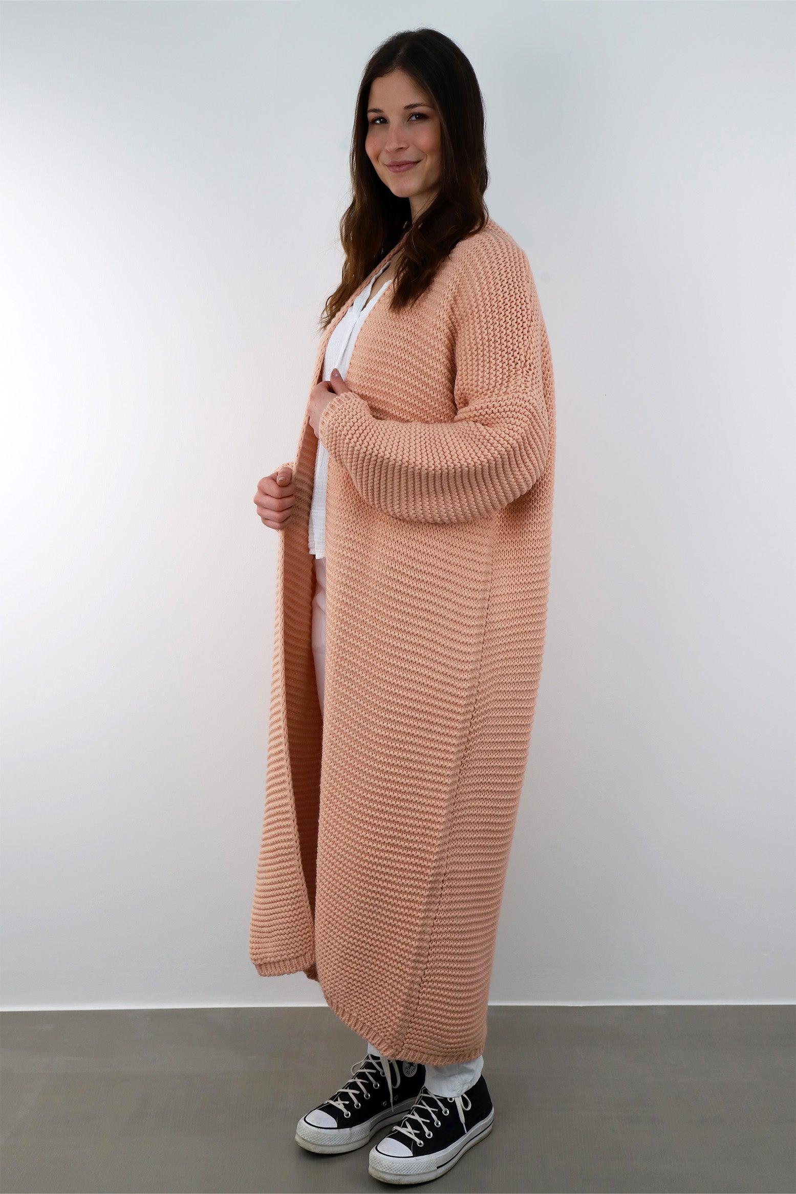ST Selected Touch - Strickjacke lang - Pfirsich/Orange