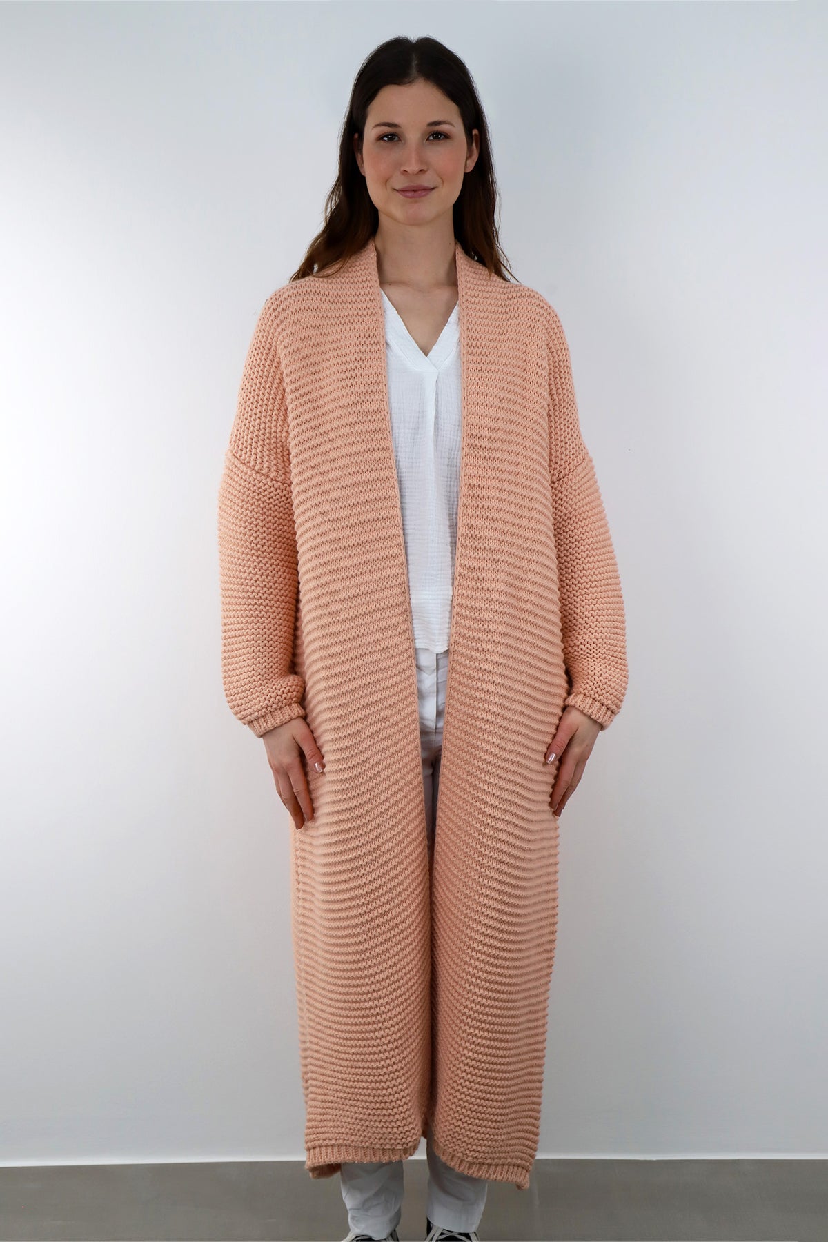 Flair - Strickjacke lang - Pfirsich/Orange