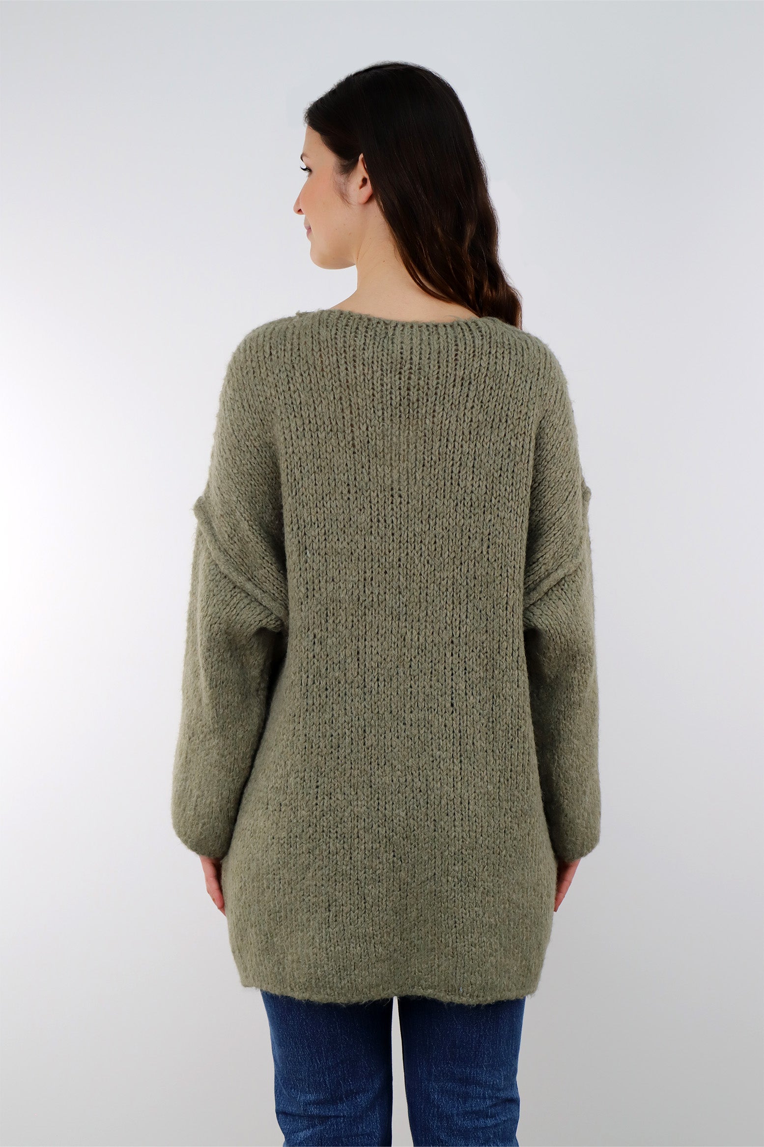 Pullover mit Naht und V-Neck - Khaki