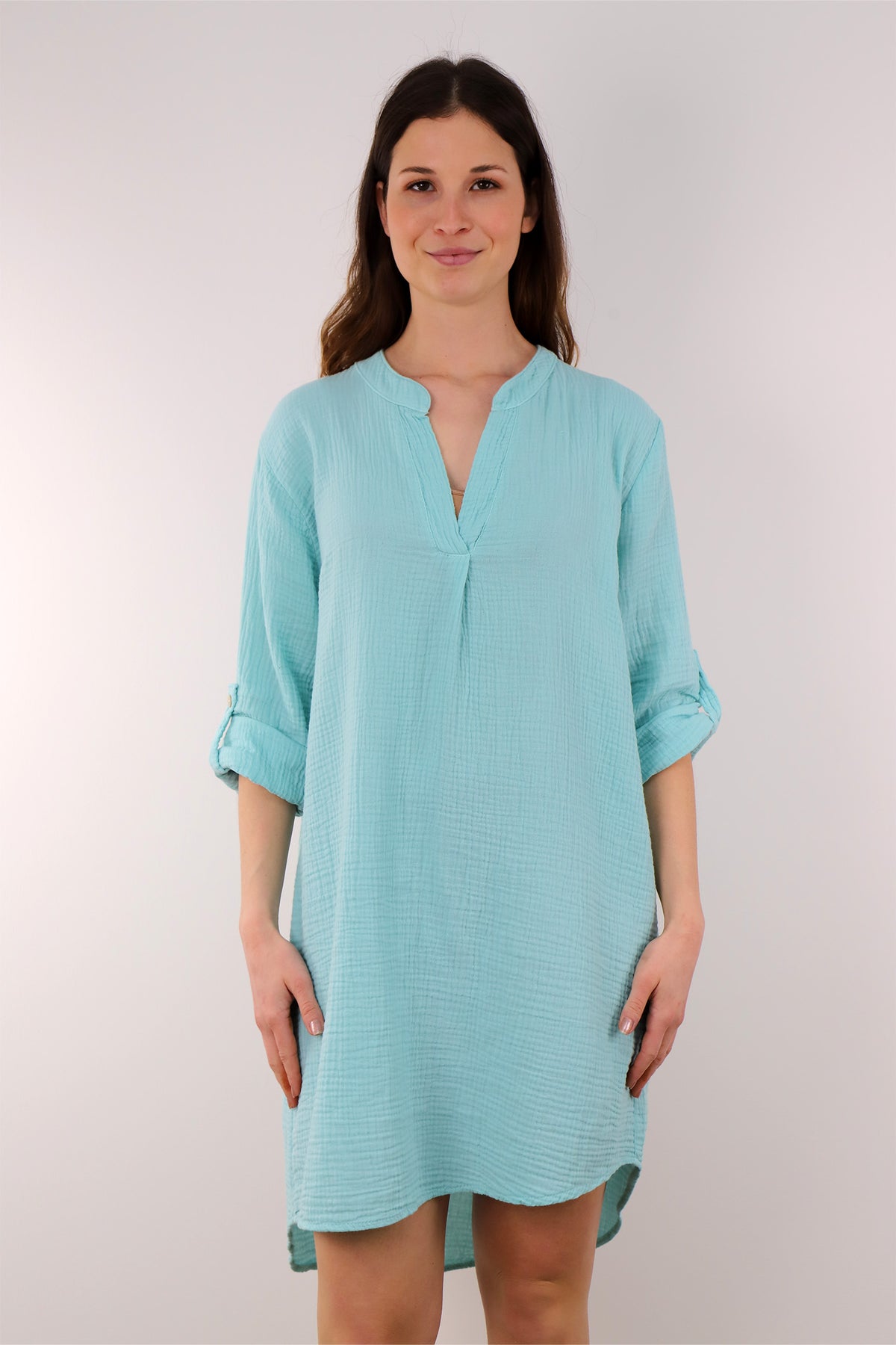 Musselin Tunika / Kleid - Hellblau
