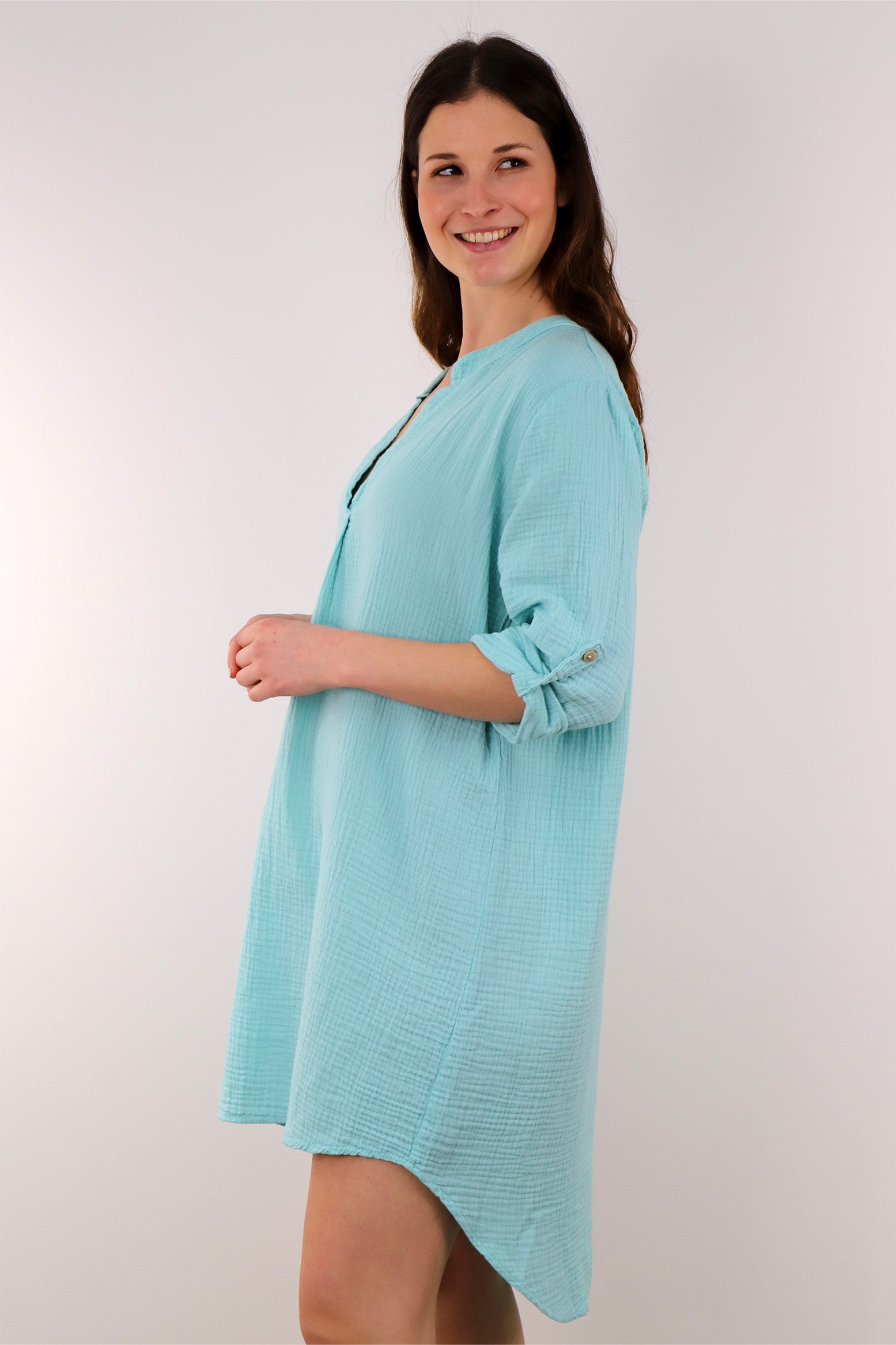 Musselin Tunika / Kleid - Hellblau