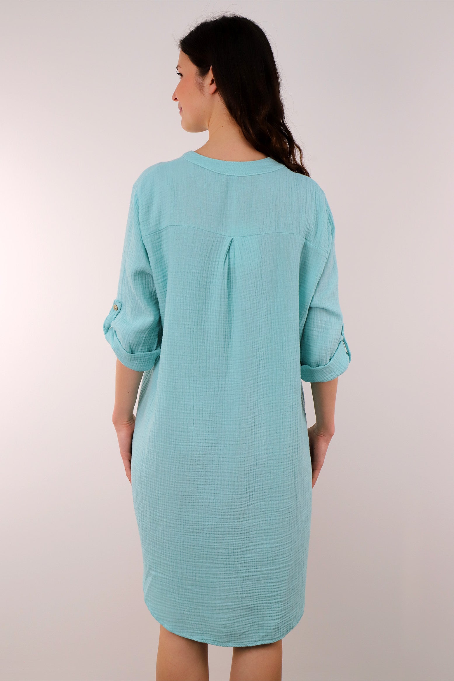 Musselin Tunika / Kleid - Hellblau