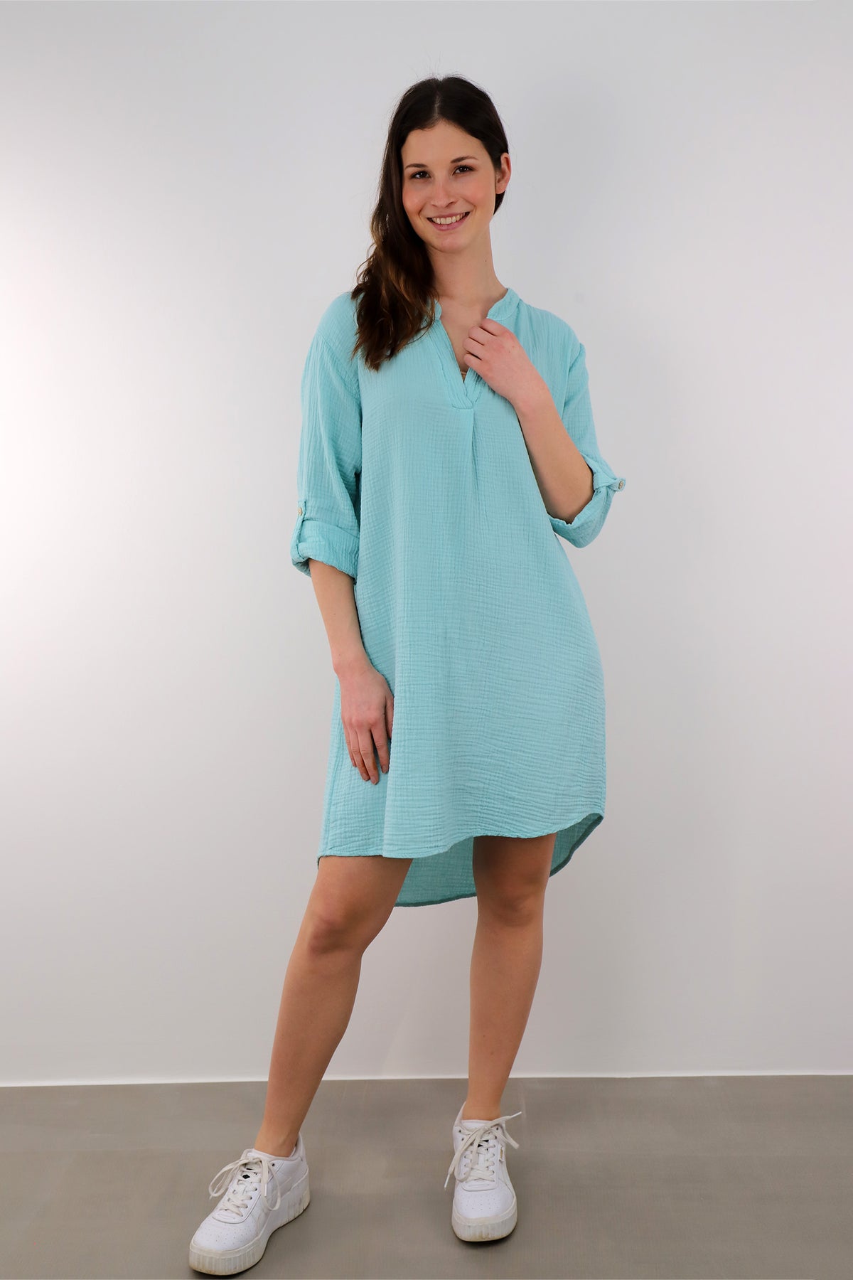 Musselin Tunika / Kleid - Hellblau