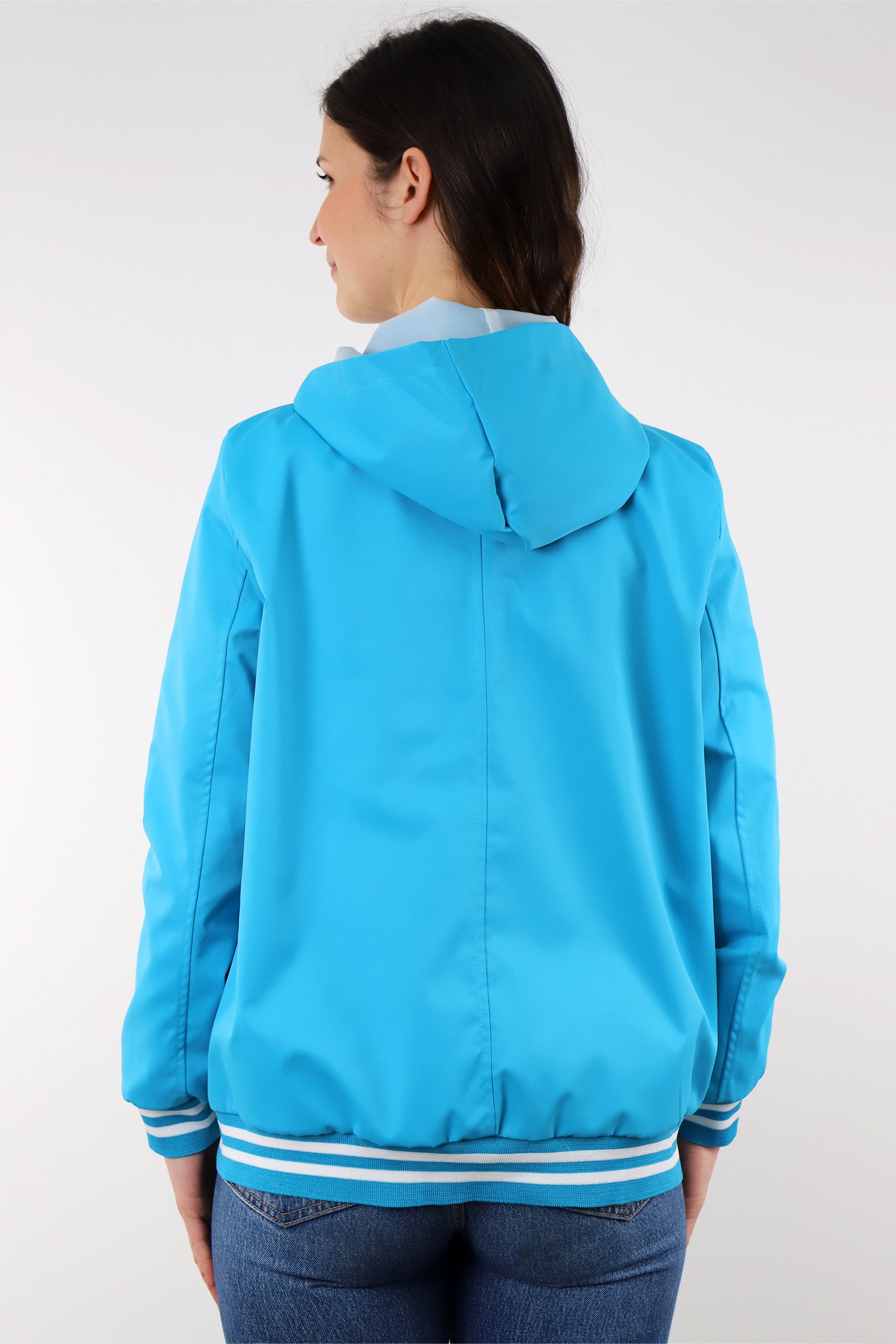 Bomber-Jacke mit Kapuze - Türkisblau