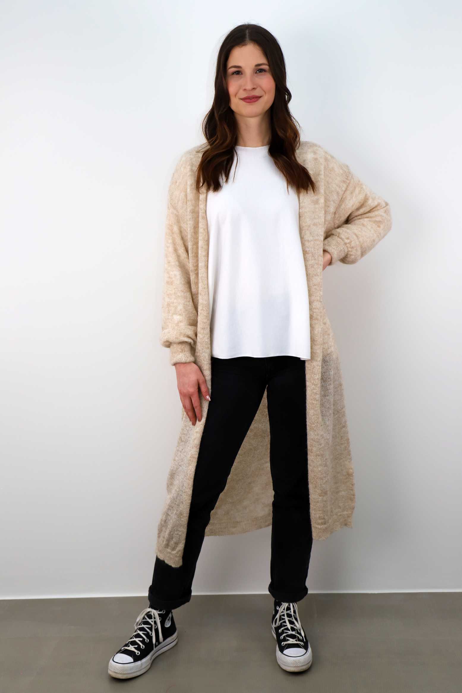 Strickjacke Maxi - Beige