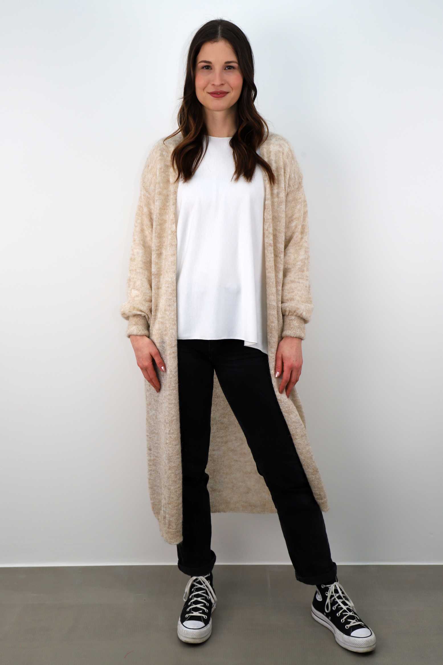 Strickjacke Maxi - Beige