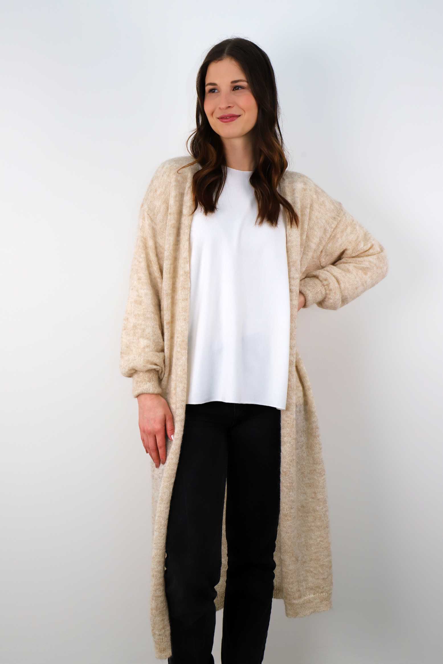 Strickjacke Maxi - Beige