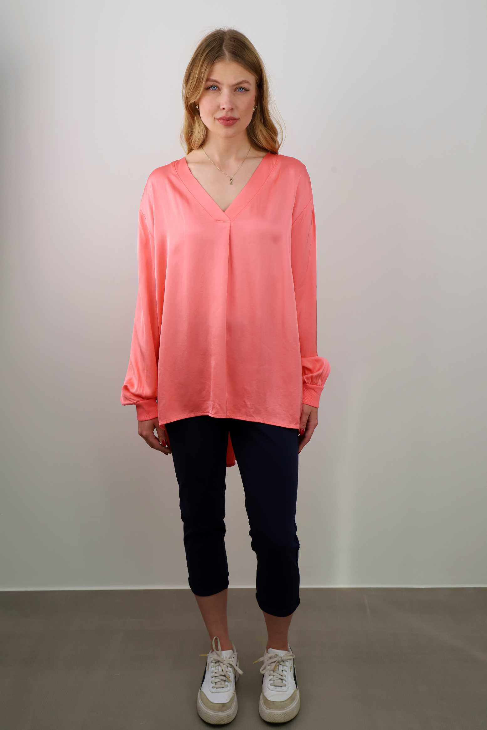 Seiden-Bluse - Orange/Koralle
