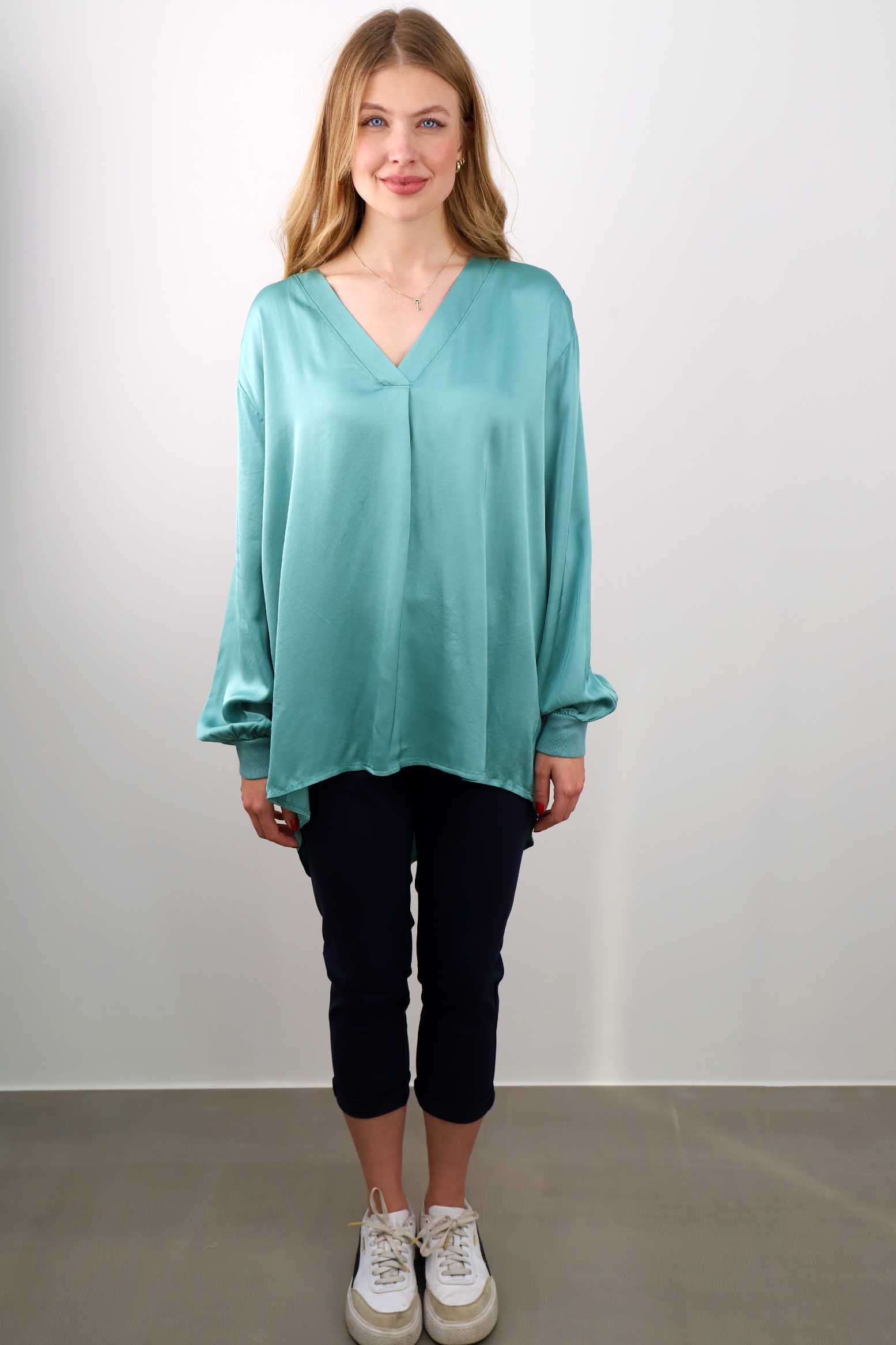 Seiden-Bluse - Mint/Türkis