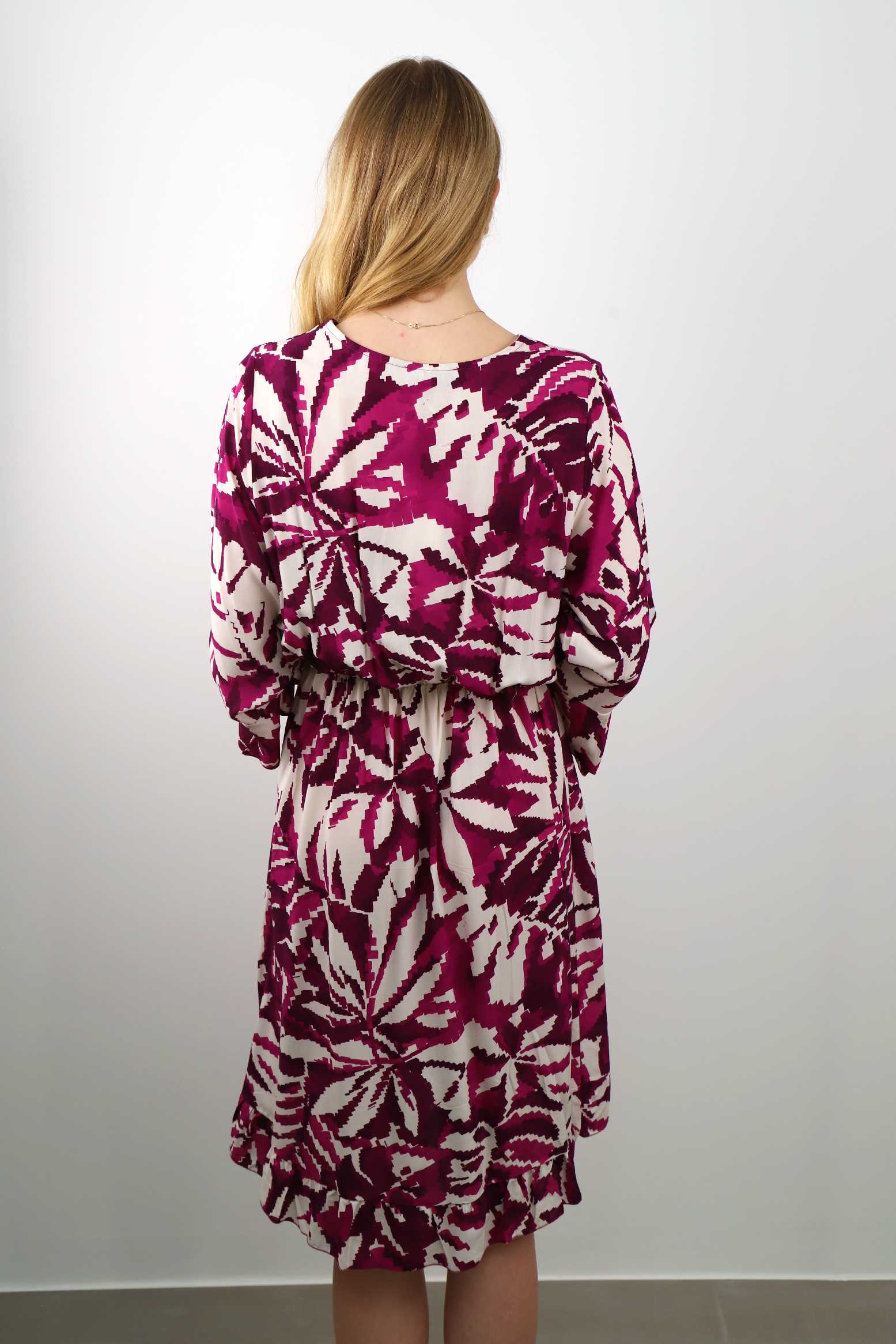 Kleid mit Print - Beere/Weiß