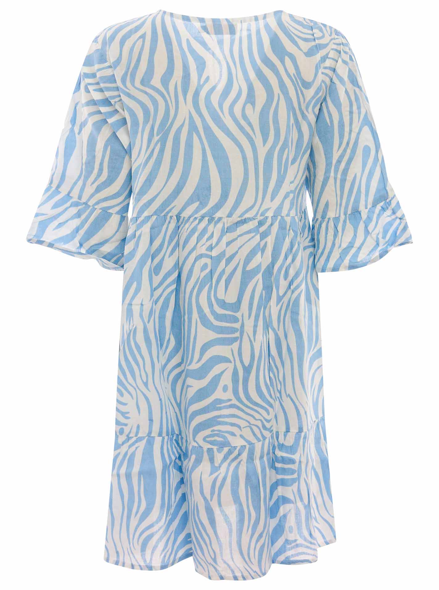 Zwillingsherz - Viskose Kleid Zebra - Blau/Weiß