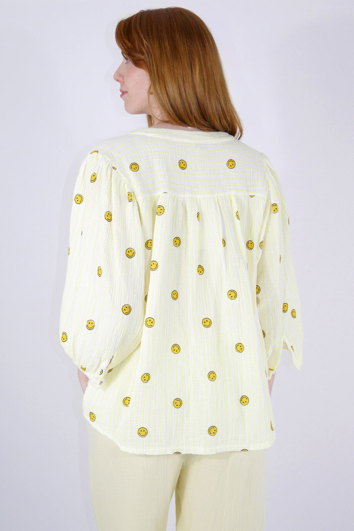 Flair - Trendige Musselin-Bluse Streifen & Herzen - Gelb