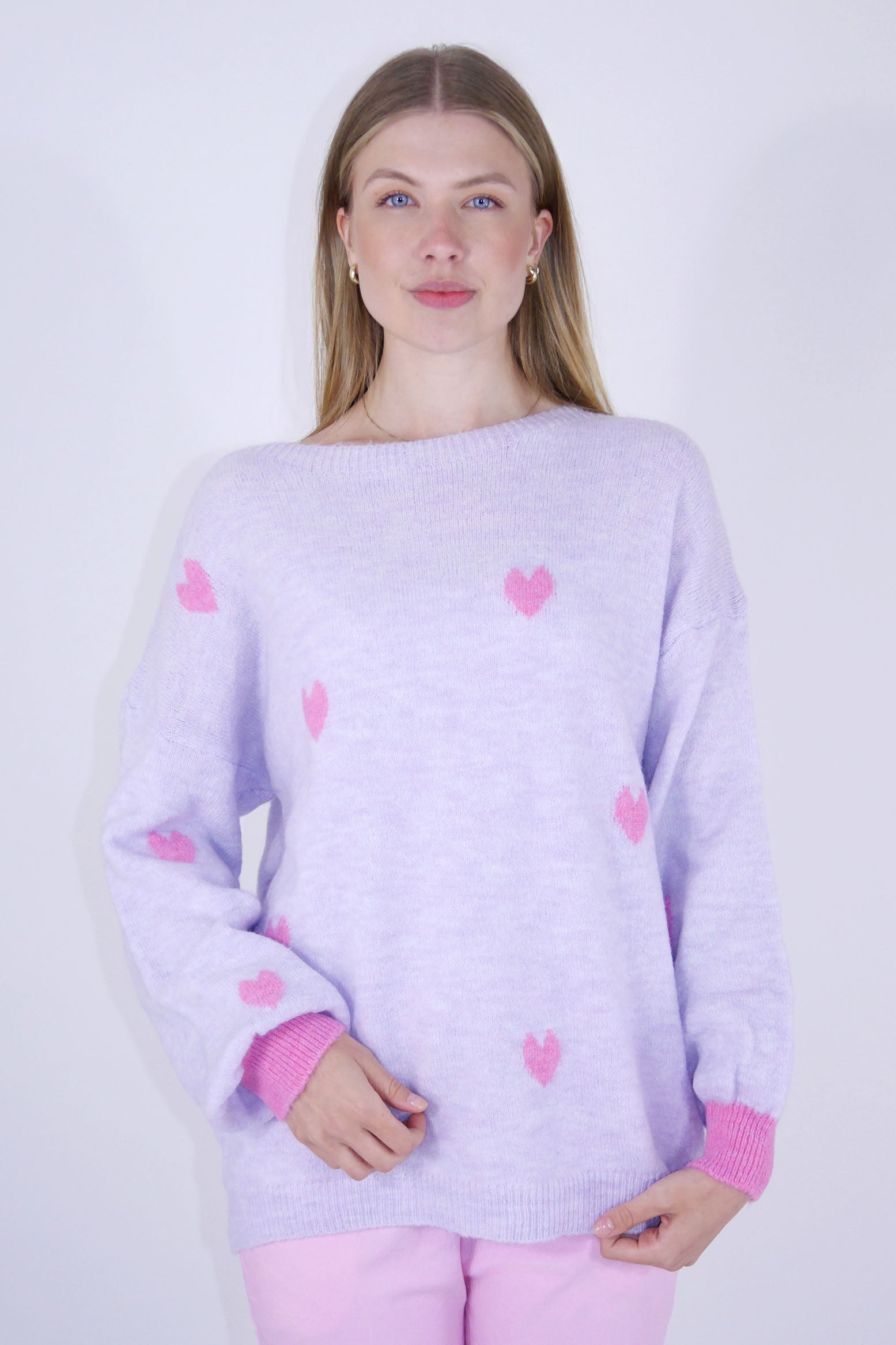 Pullover "Herzen" - Flieder