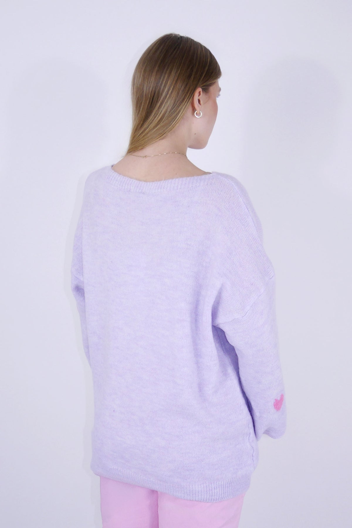 Pullover "Herzen" - Flieder/Pink