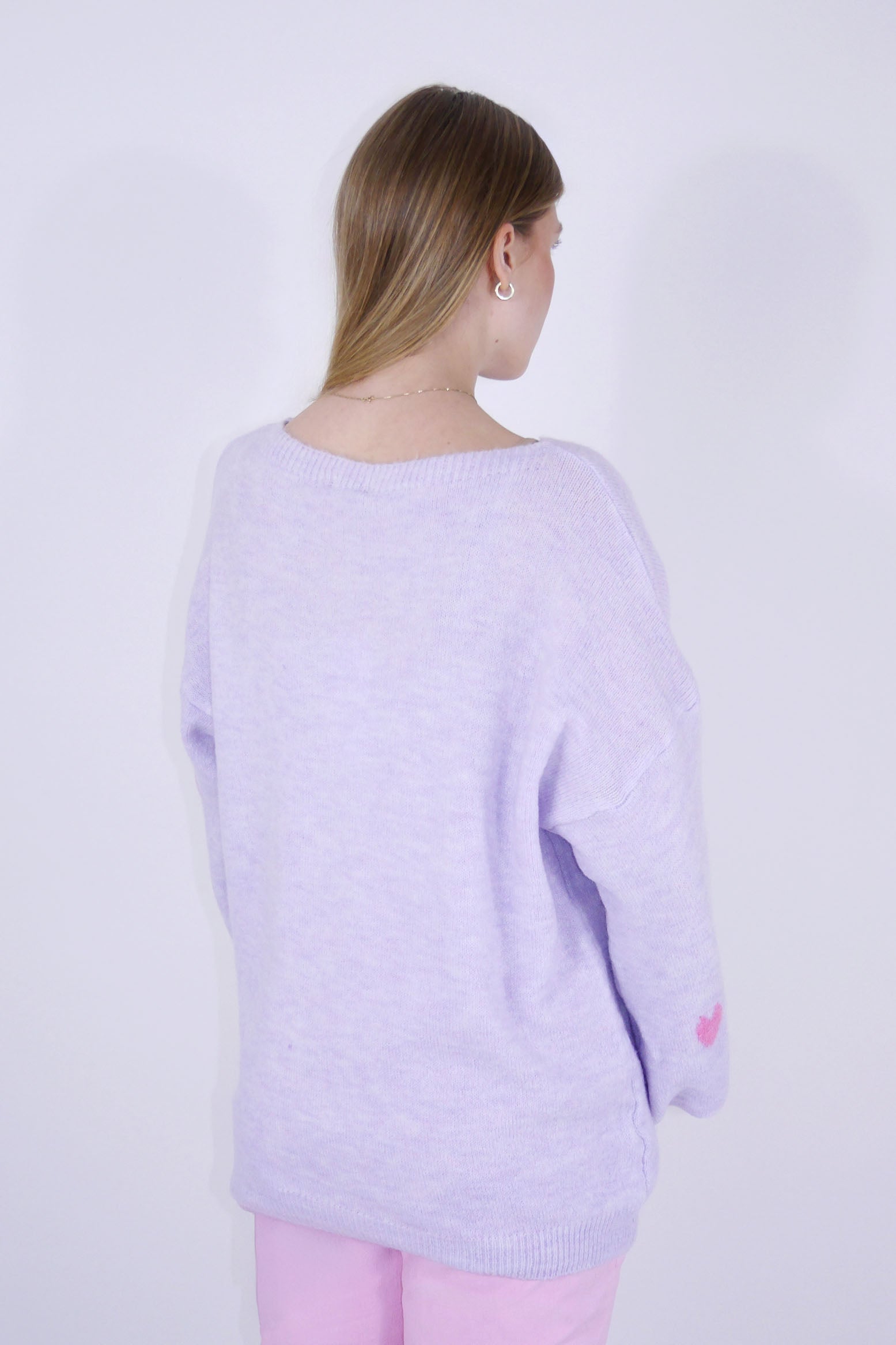 Pullover "Herzen" - Flieder