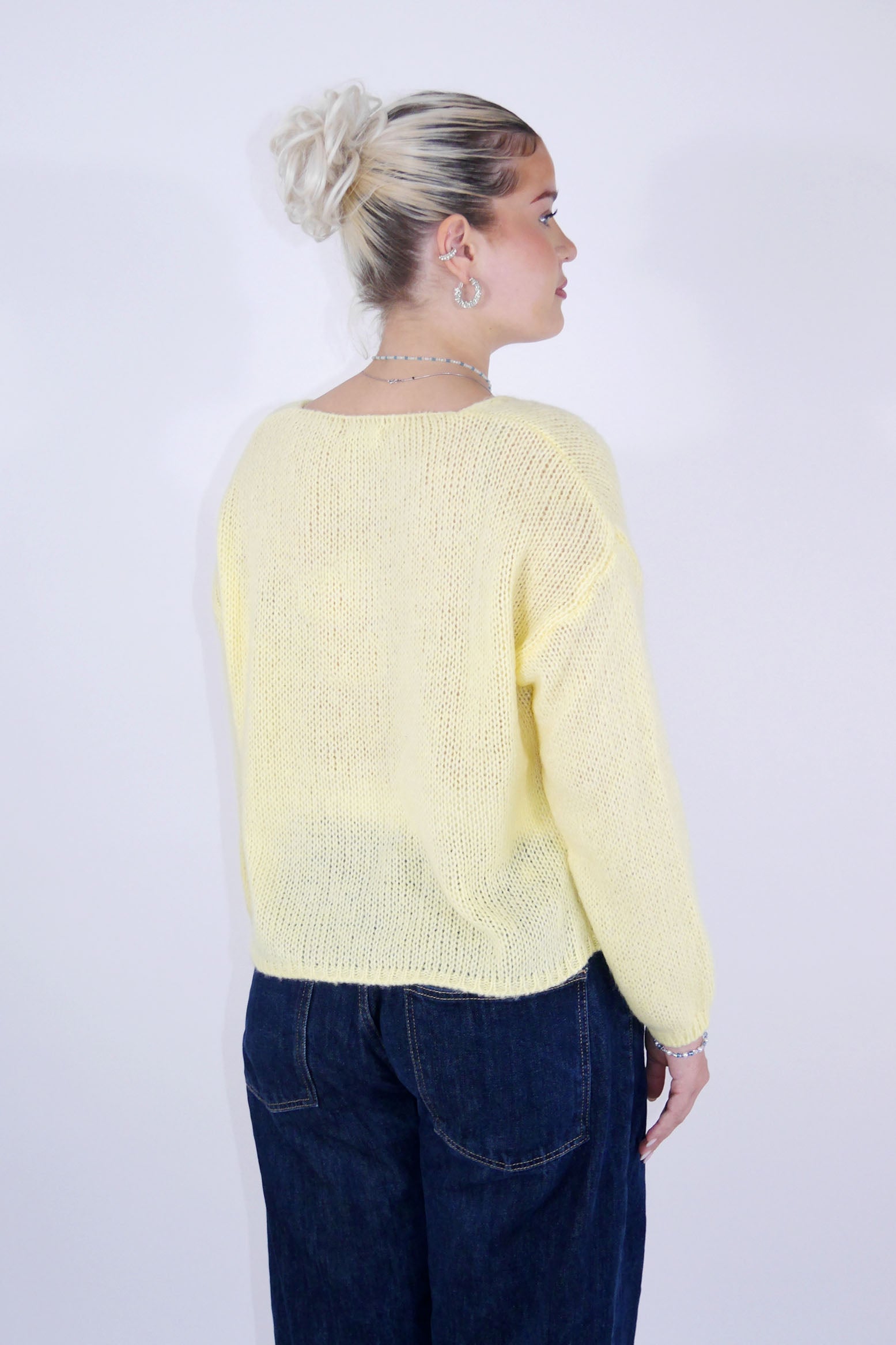 Flair - Strick Pullover mit V-Ausschnitt (kurz) - Gelb