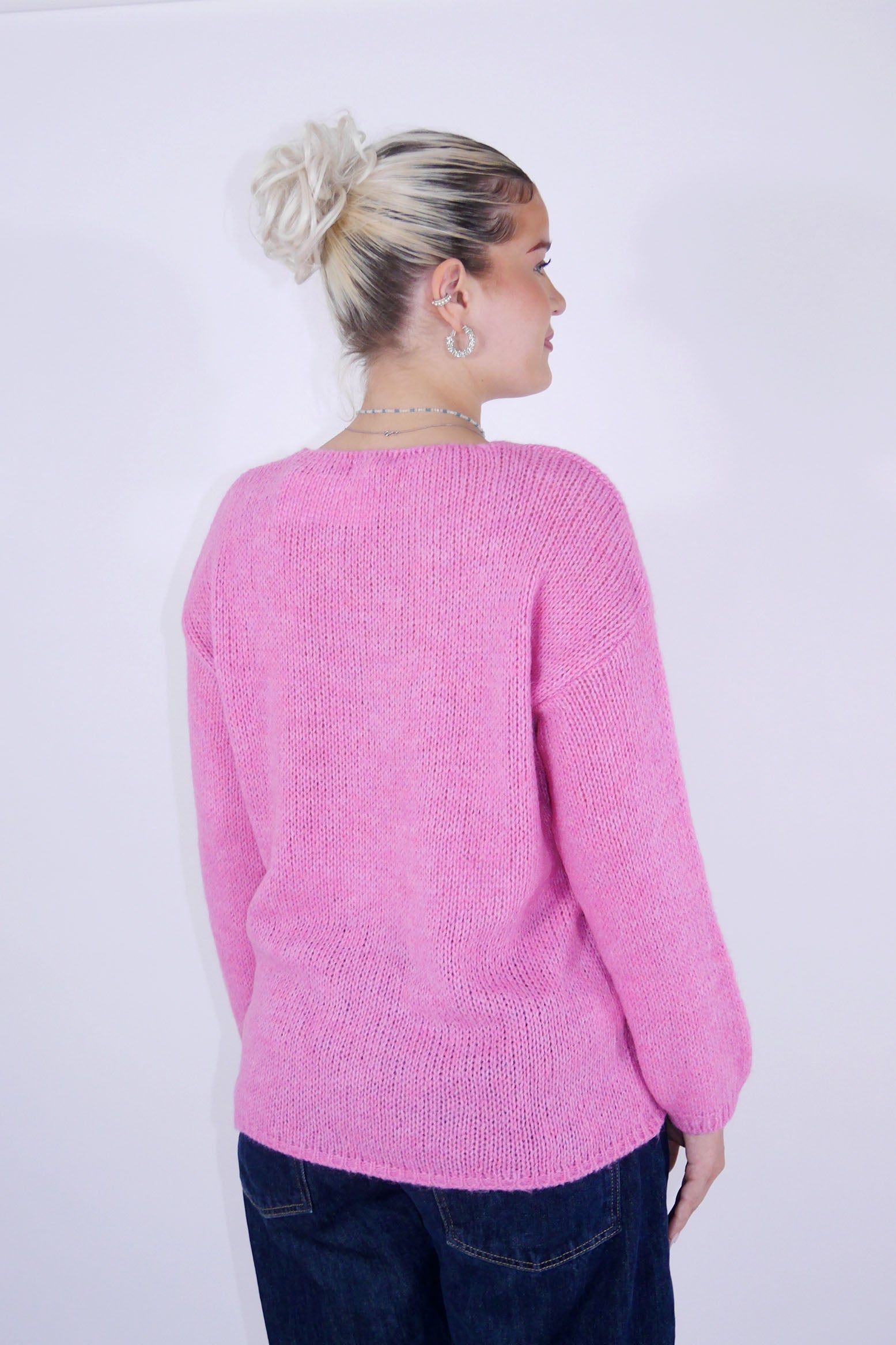 Flair - Strick Pullover mit V-Ausschnitt - Rosa
