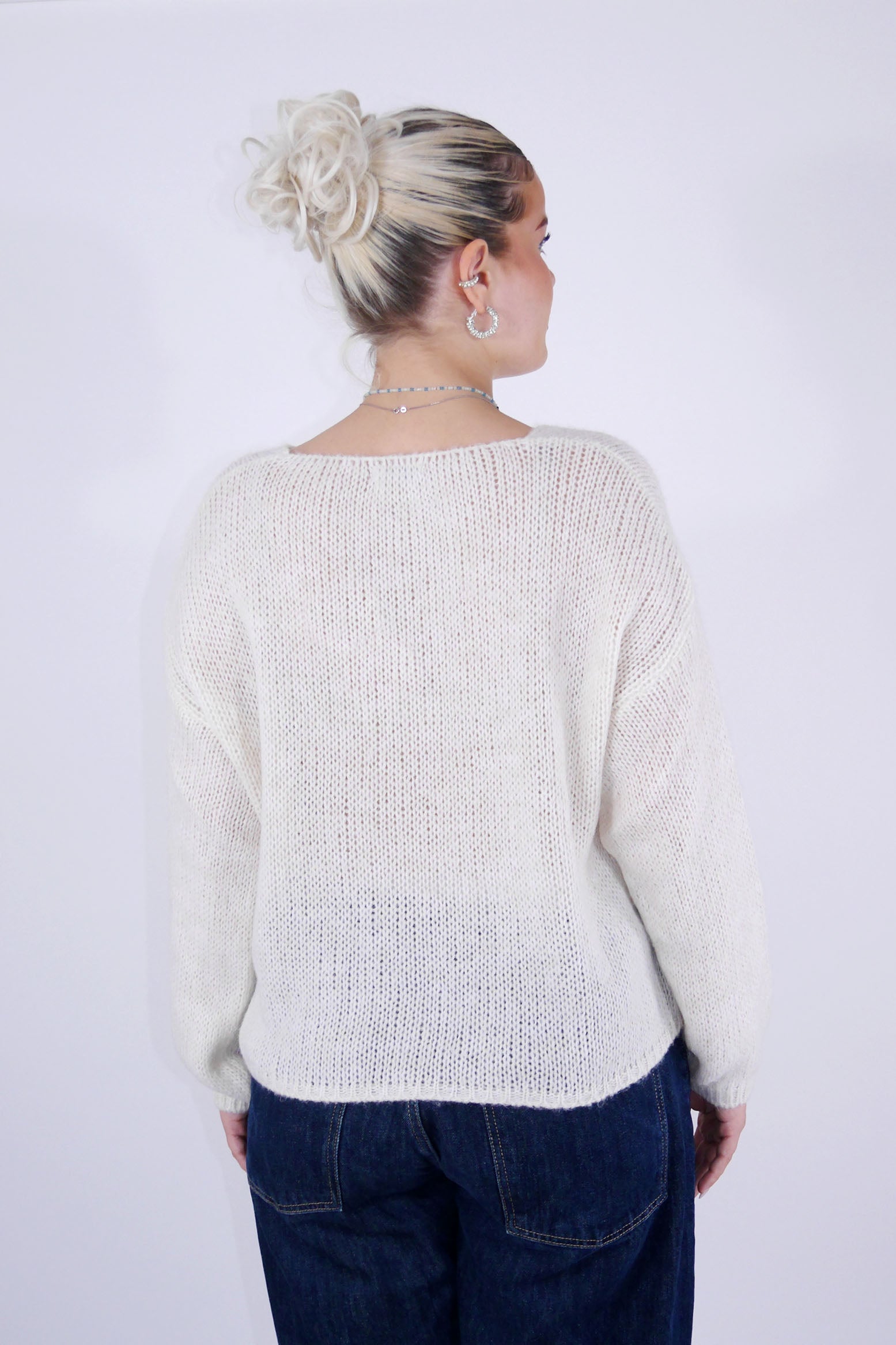 Flair - Strick Pullover mit V-Ausschnitt (kurz) - Beige