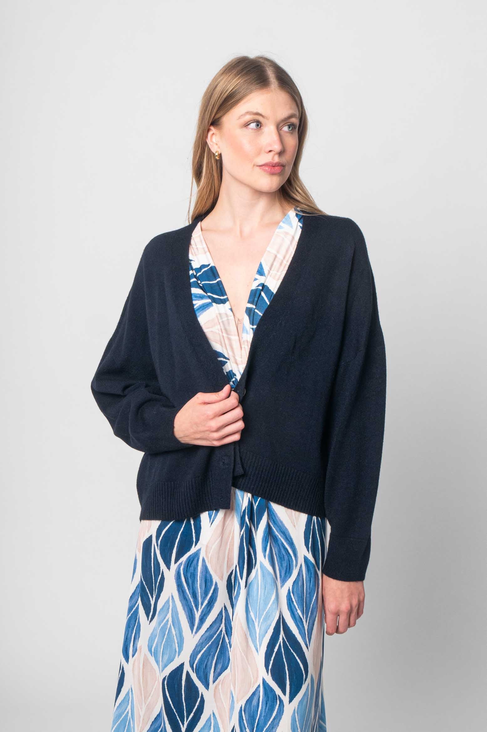 Lisa Style - Weicher Strick Cardigan - Dunkelblau