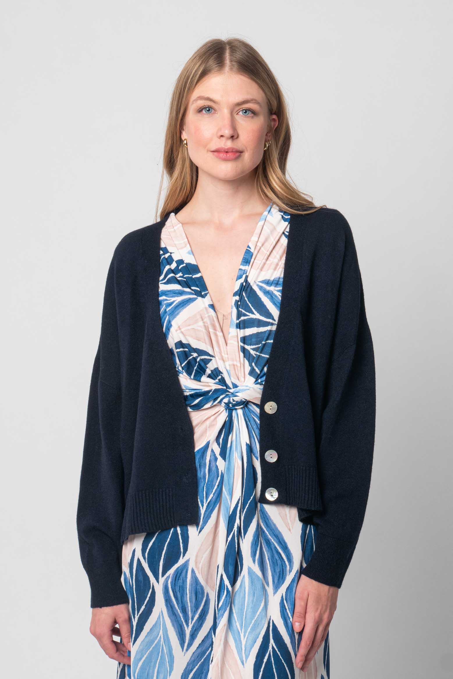 Lisa Style - Weicher Strick Cardigan - Dunkelblau