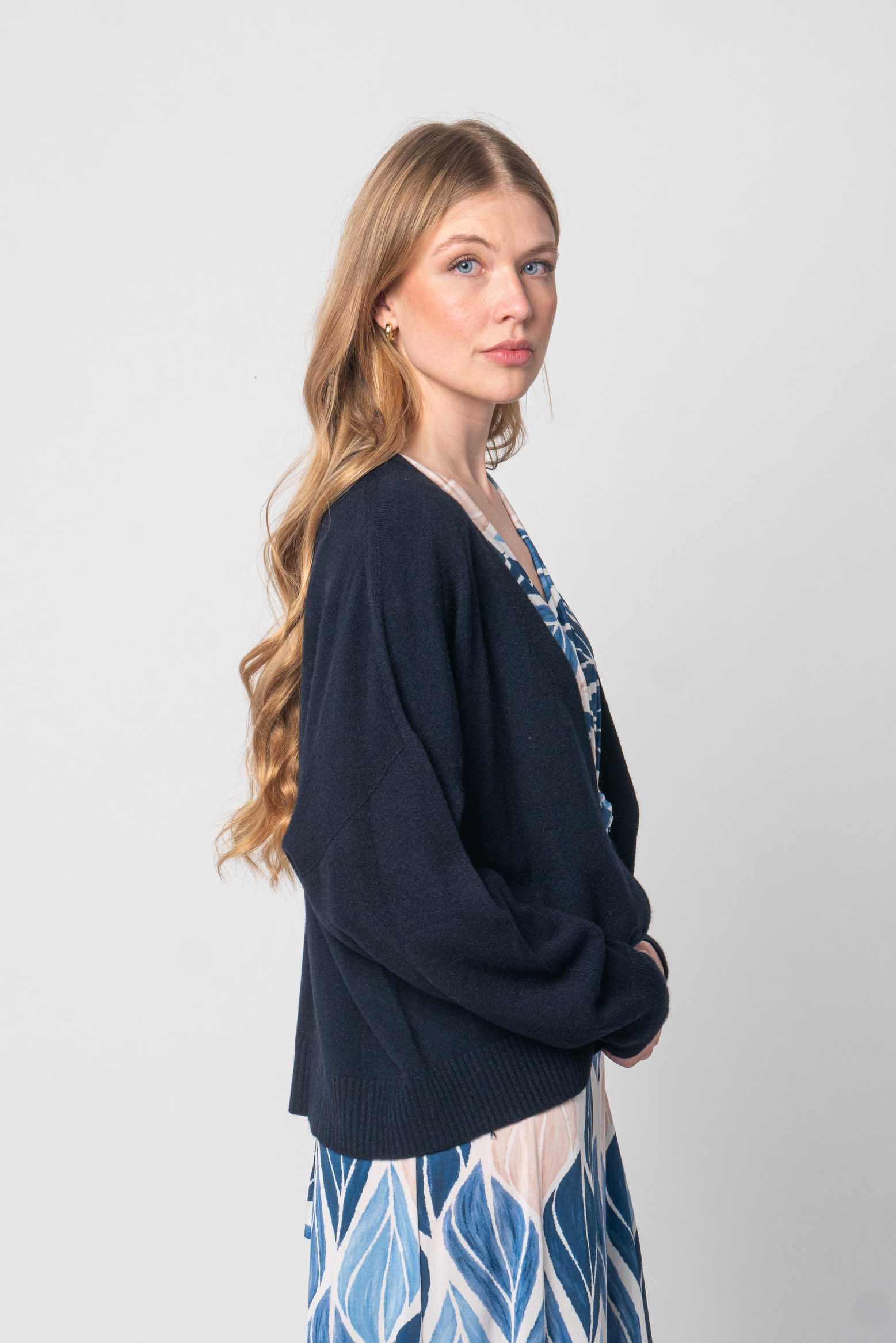 Lisa Style - Weicher Strick Cardigan - Dunkelblau