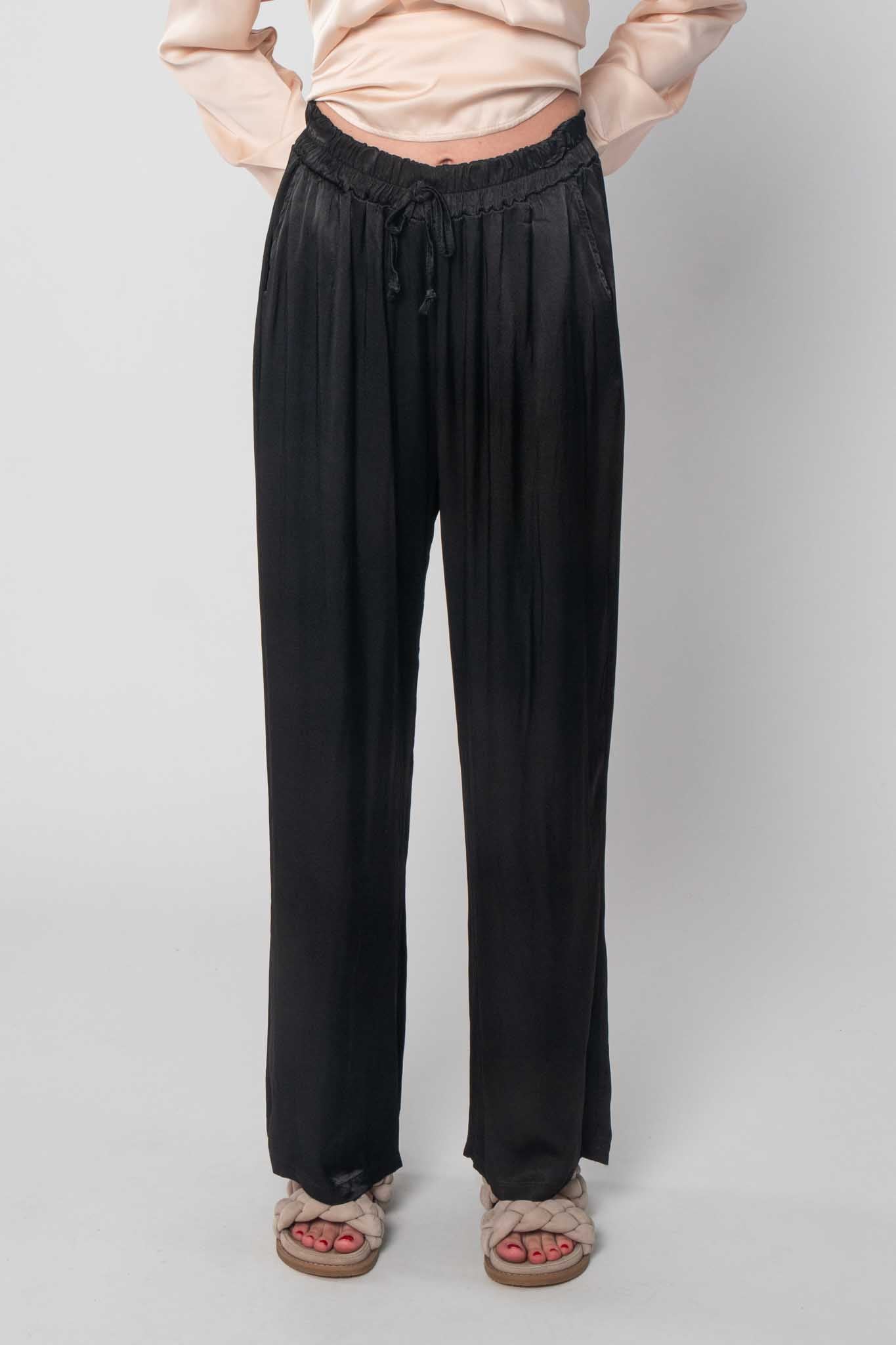 DressWithClass Satin Hose in Seidenoptik - Schwarz