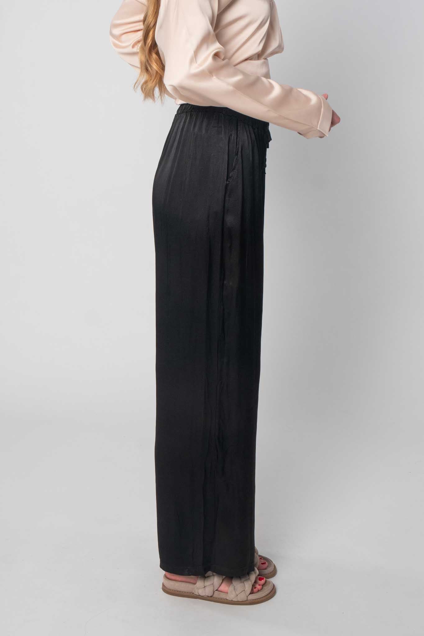 DressWithClass Satin Hose in Seidenoptik - Schwarz