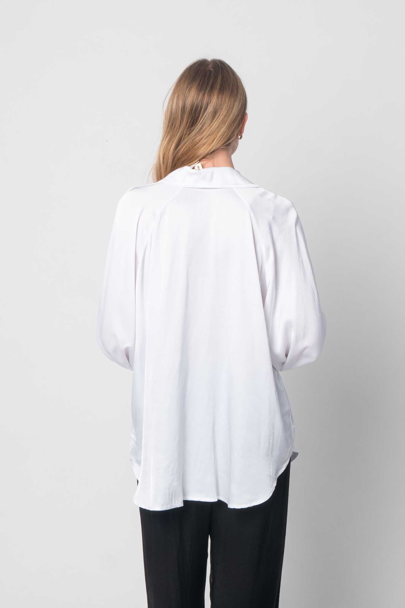 Seiden Bluse mit Knopfleiste - Weiß