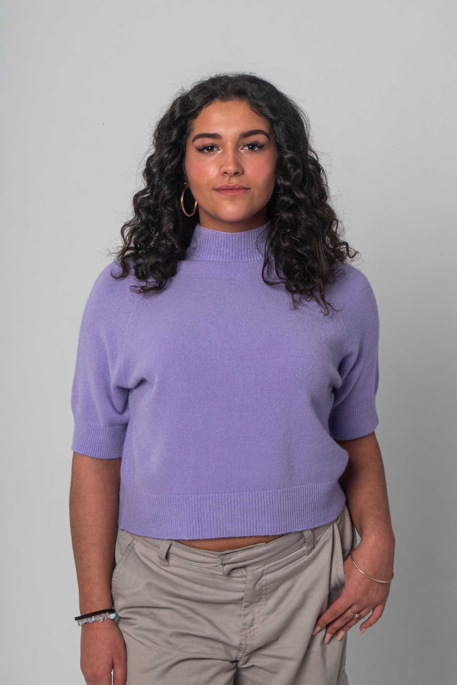 Pullover mit kurzen Ärmeln - Flieder