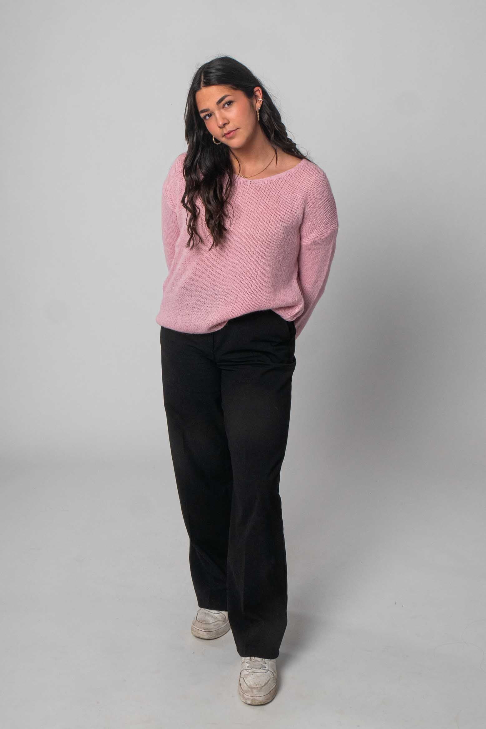 Flair - Strick Pullover mit V-Ausschnitt - Rosa