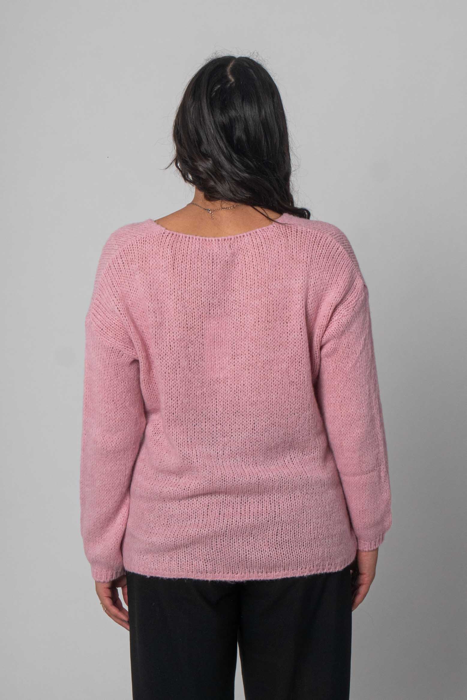 Flair - Strick Pullover mit V-Ausschnitt - Rosa