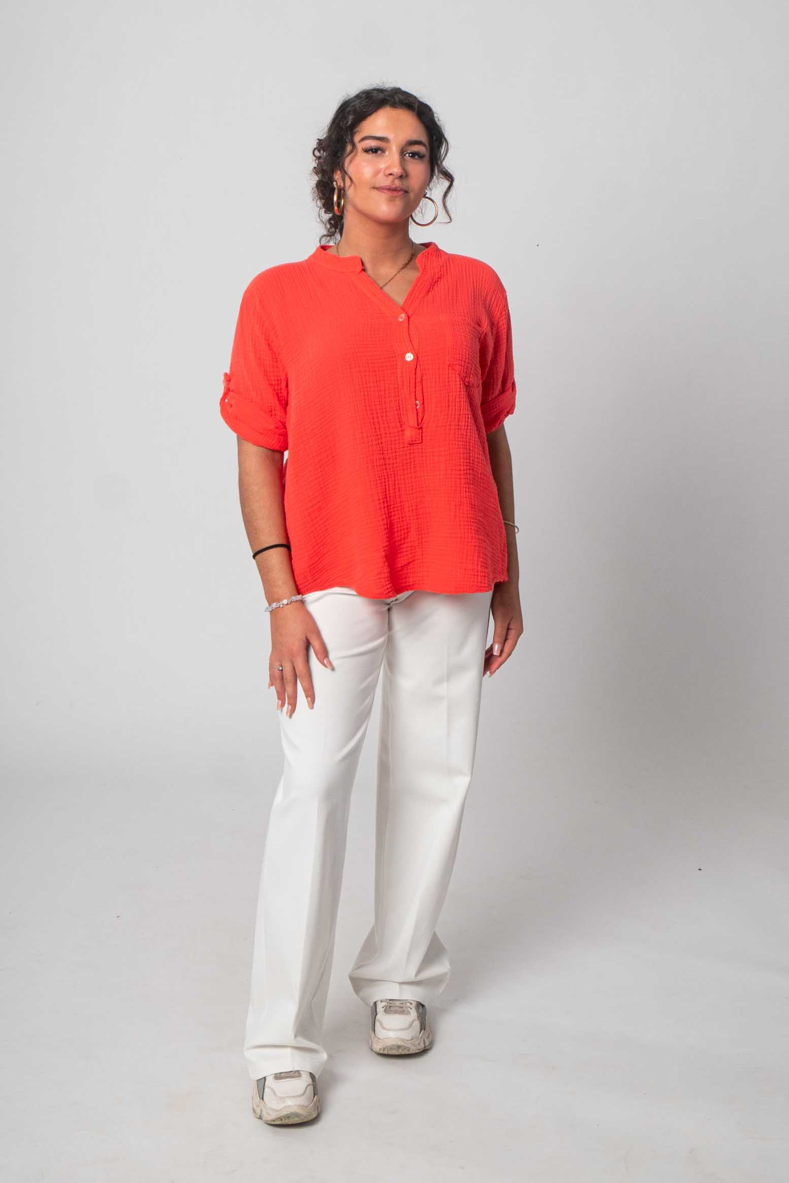 Natürliche Musselin-Bluse - Orange